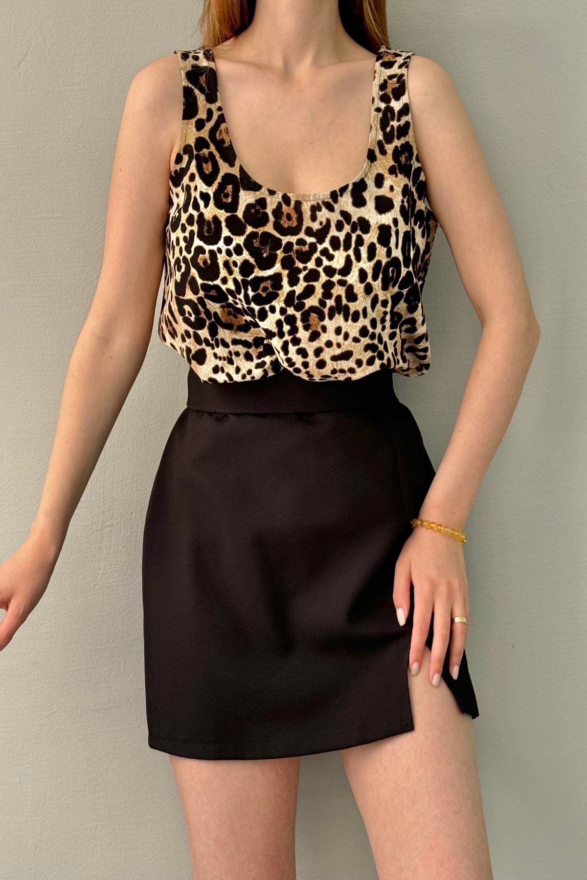 LEOPAR DESEN V YAKA ATLET