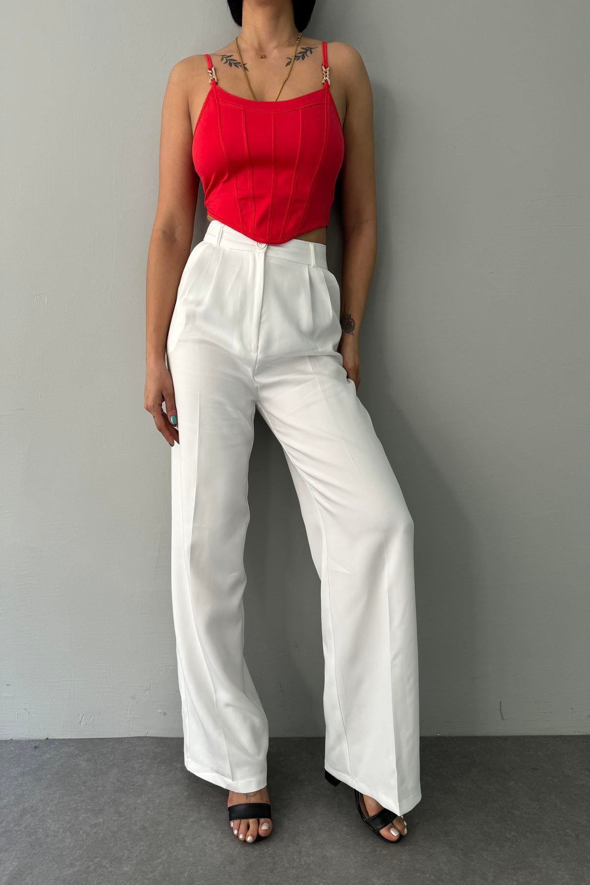 ÖRME ASKILI CROP BLUZ