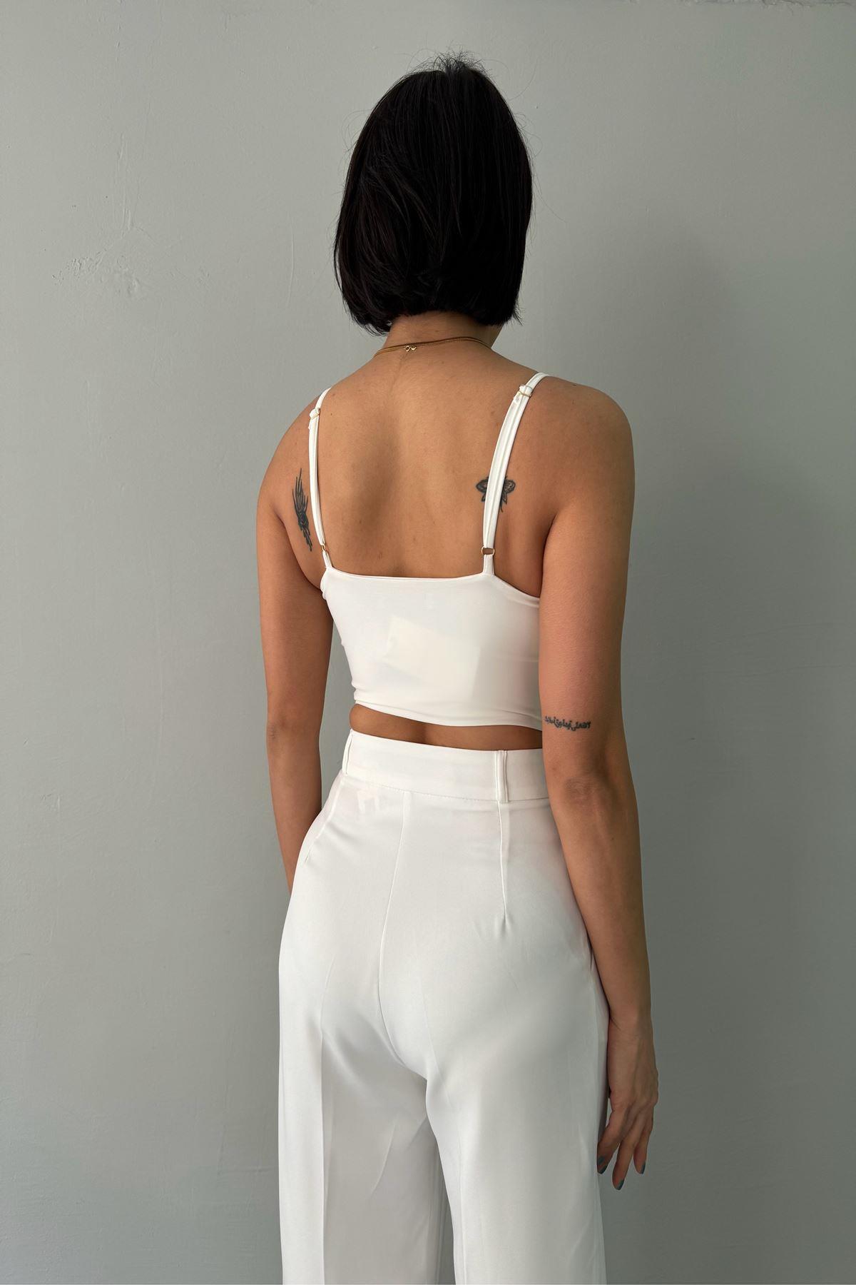 ÖRME ASKILI CROP BLUZ