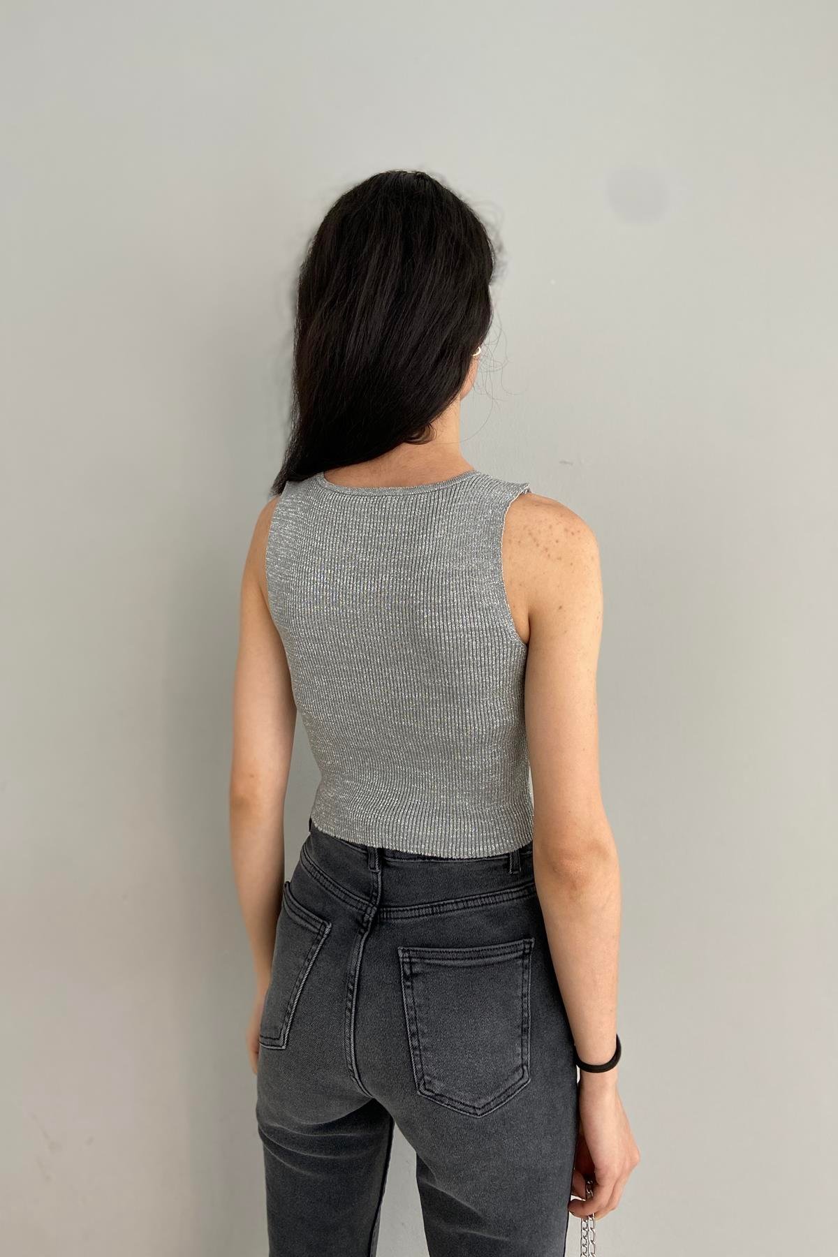 SİMLİ FİTİLLİ CROP TRIKO ATLET
