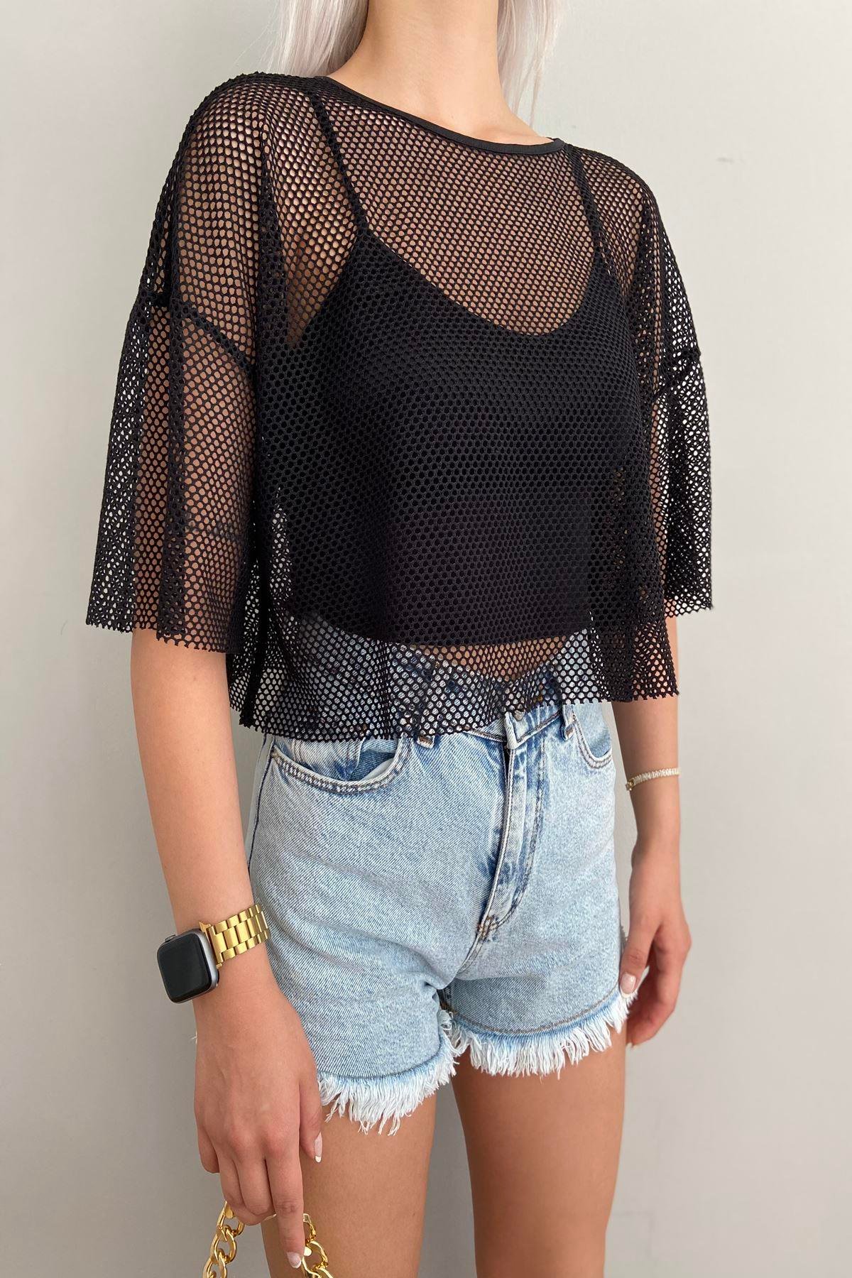ATLETLİ FİLE CROP BLUZ