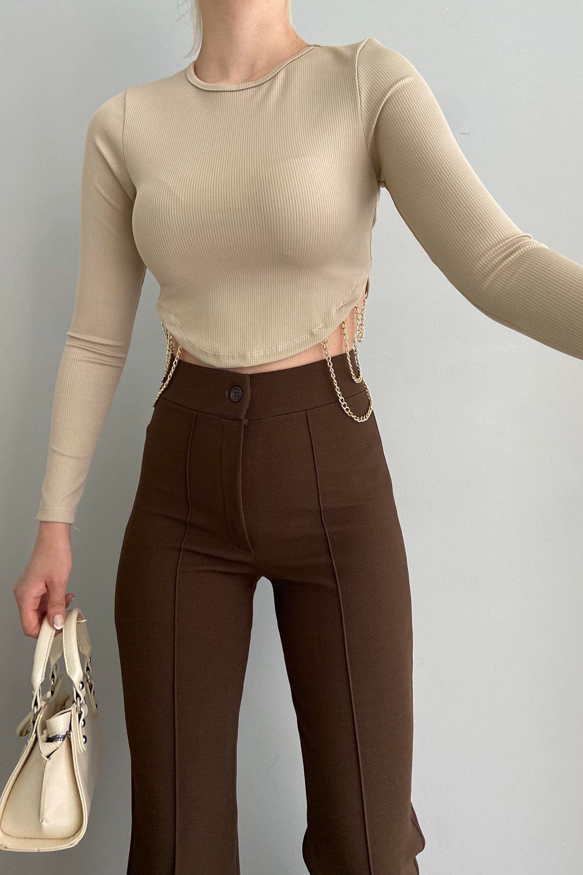 BEL AKSESUARLI CROP BLUZ