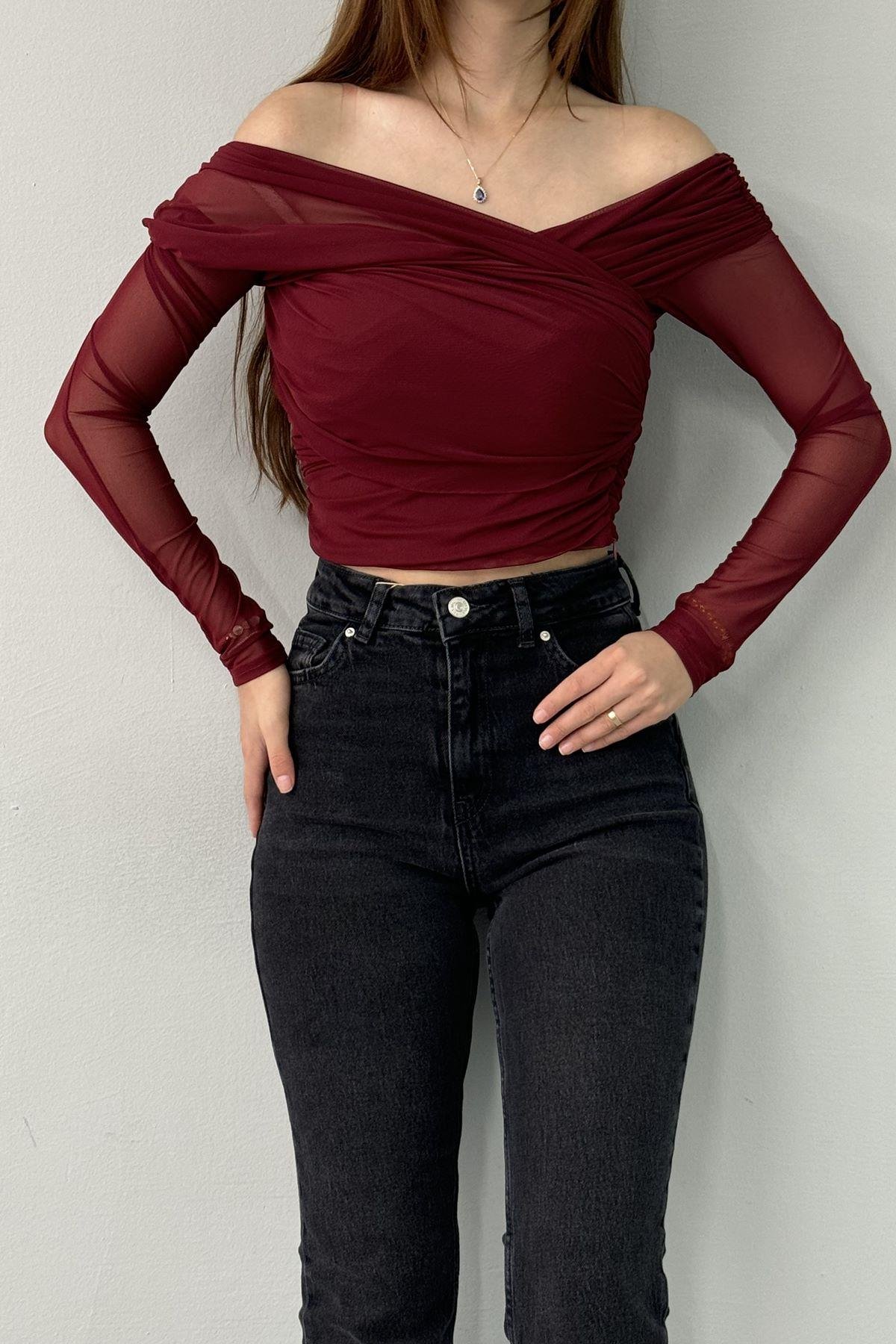 BÜZGÜLÜ TÜL BLUZ