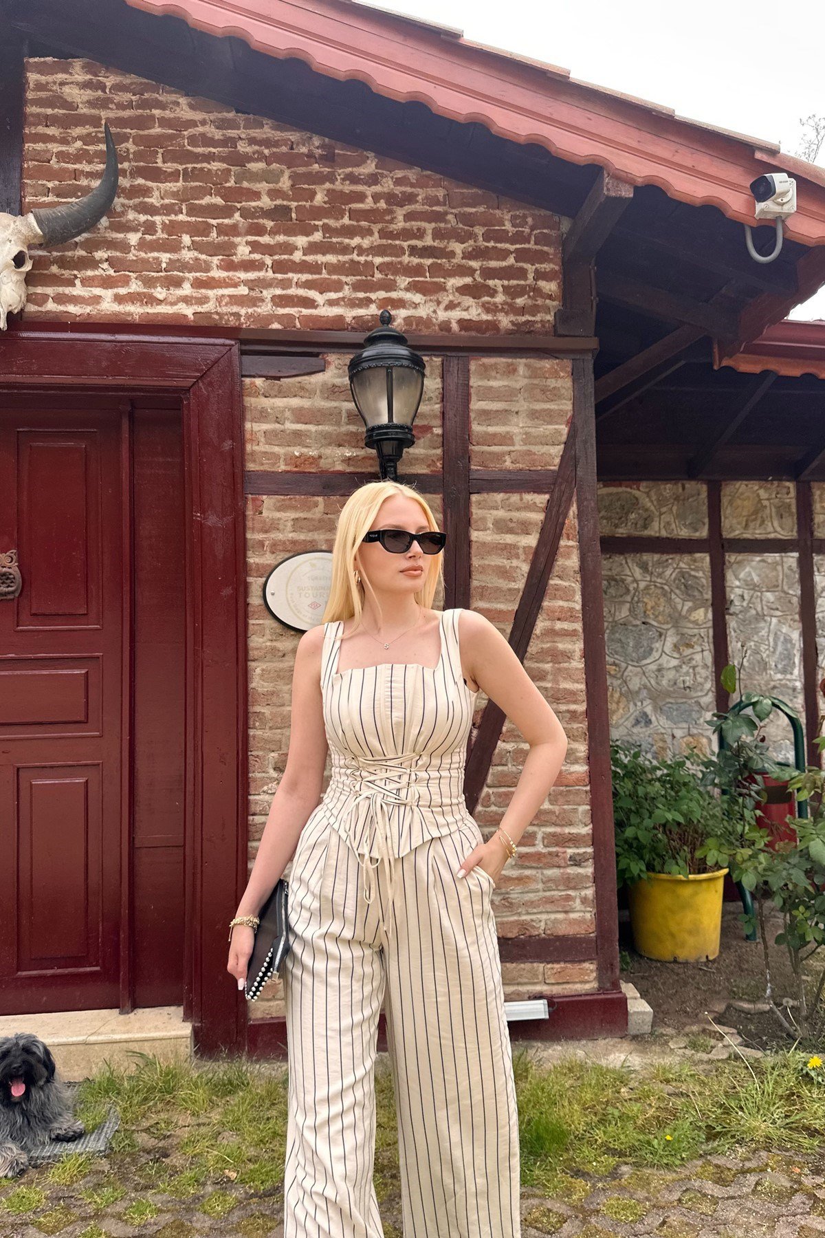 ÇİZGİ DETAY CROP BLUZ