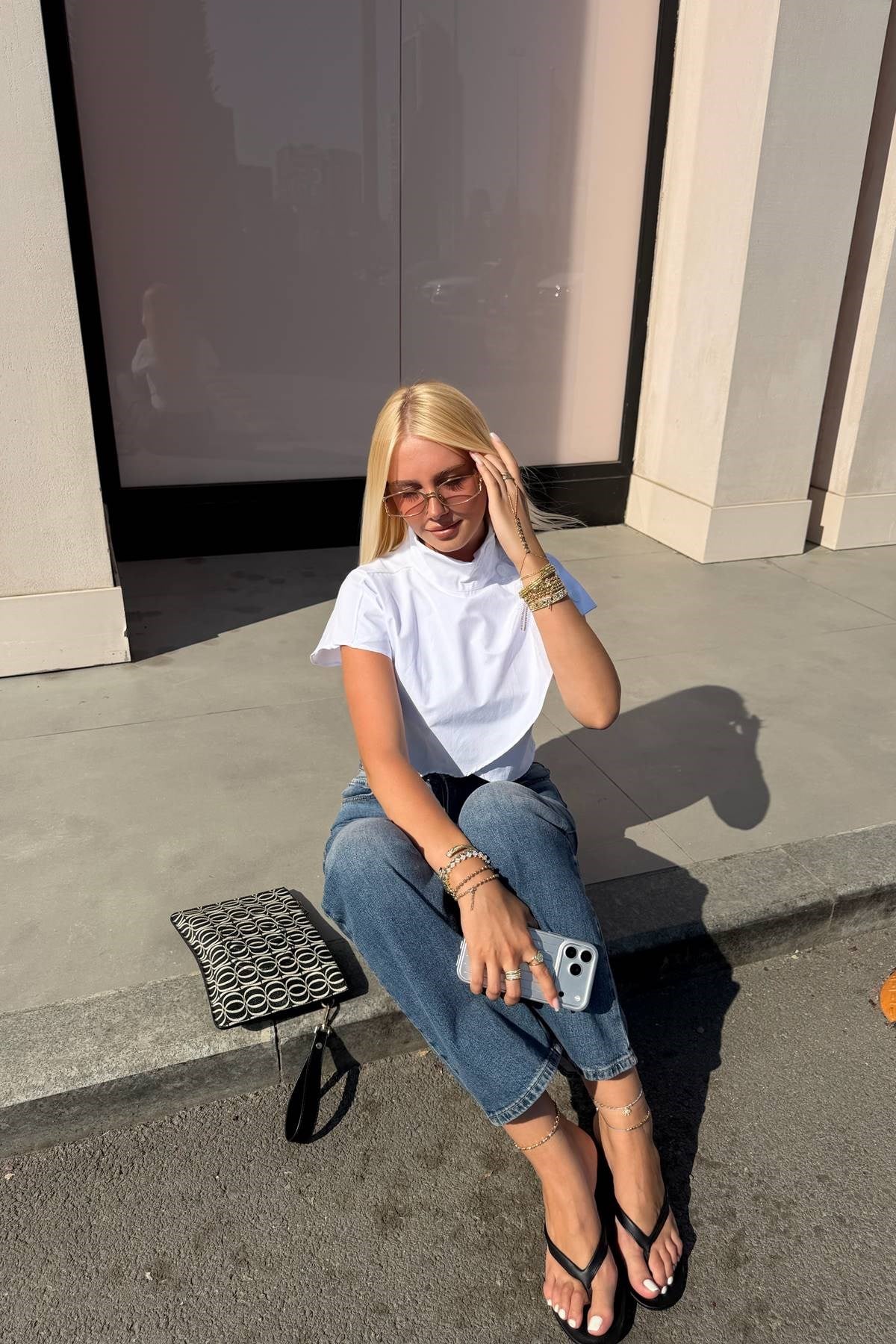 POPLİN CROP OMUZ DÜĞME DETAY BLUZ