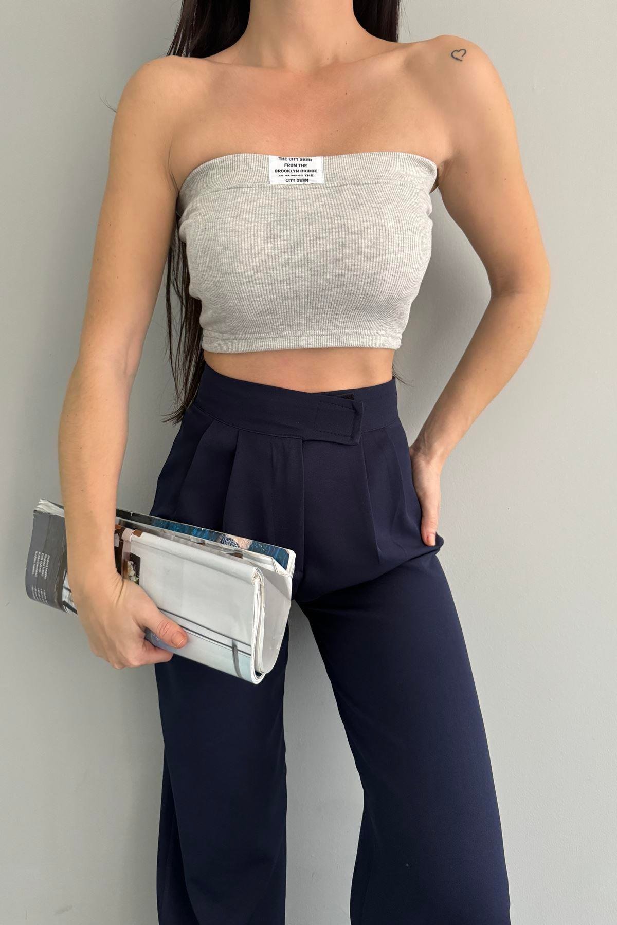 STRAPLEZ CROP TOP BLUZ
