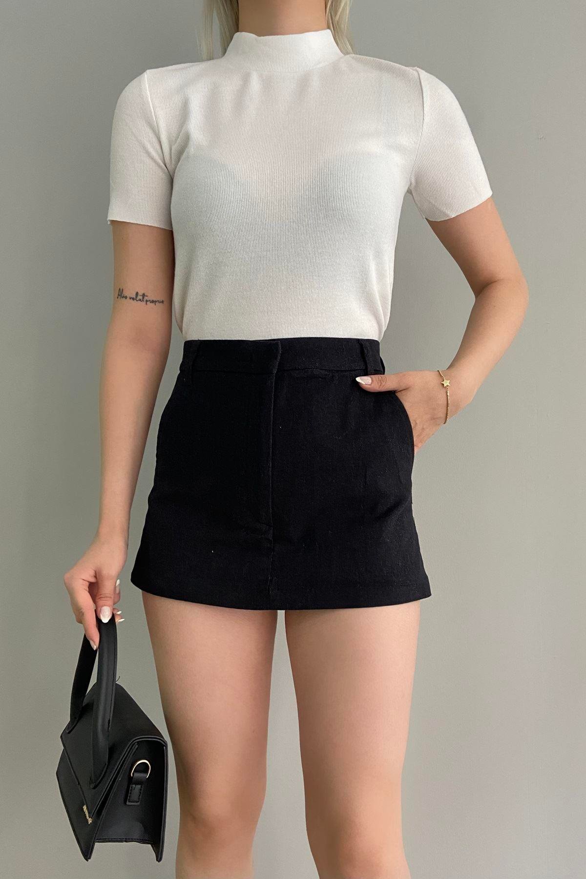 YARIM BALIKÇI KISA KOL CROP BLUZ