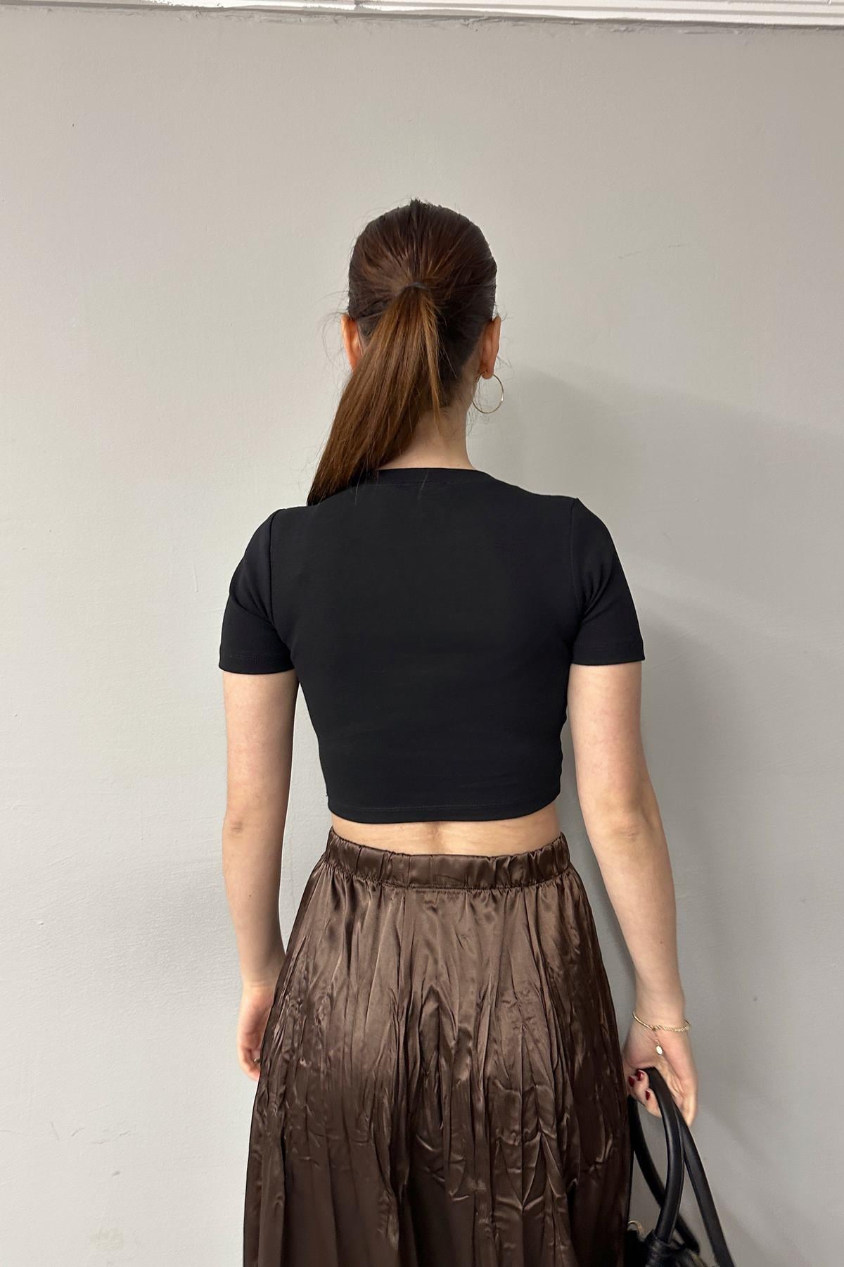BİSİKLET YAKA KISA KOL CROP BADY