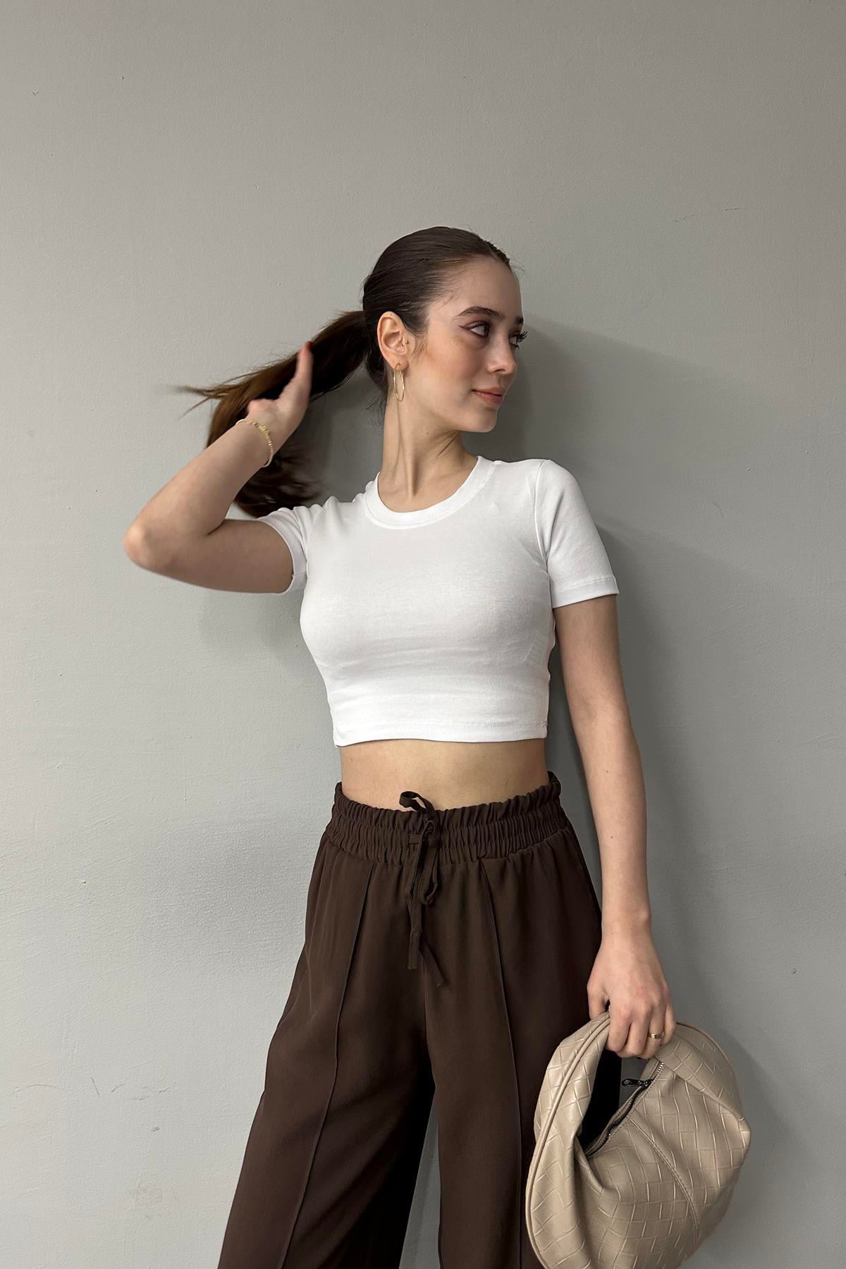 BİSİKLET YAKA KISA KOL CROP BADY