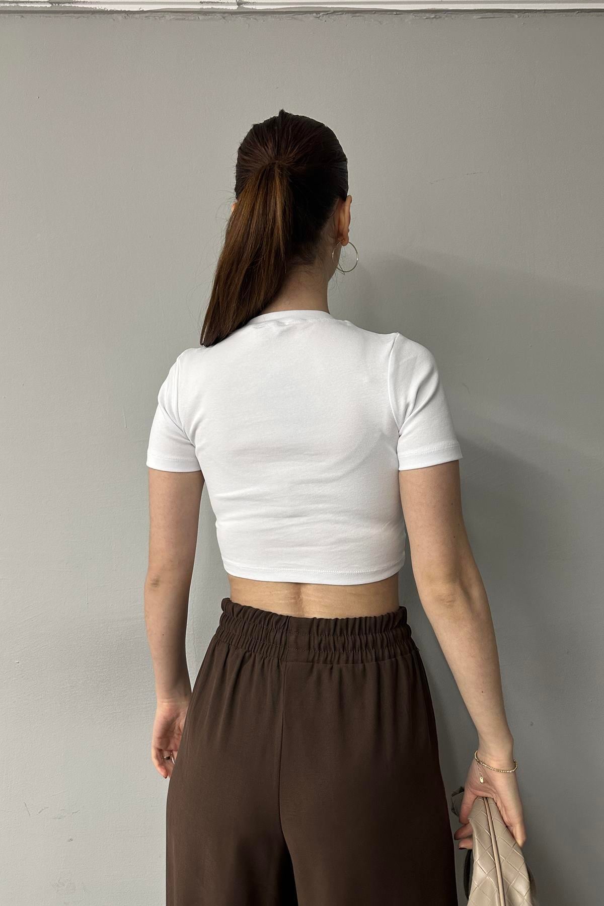 BİSİKLET YAKA KISA KOL CROP BADY