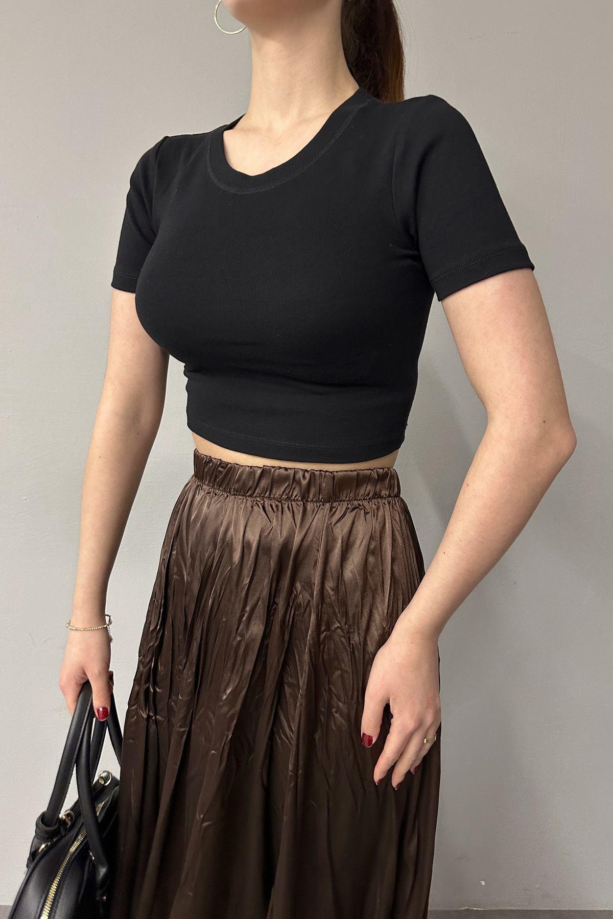 BİSİKLET YAKA KISA KOL CROP BADY