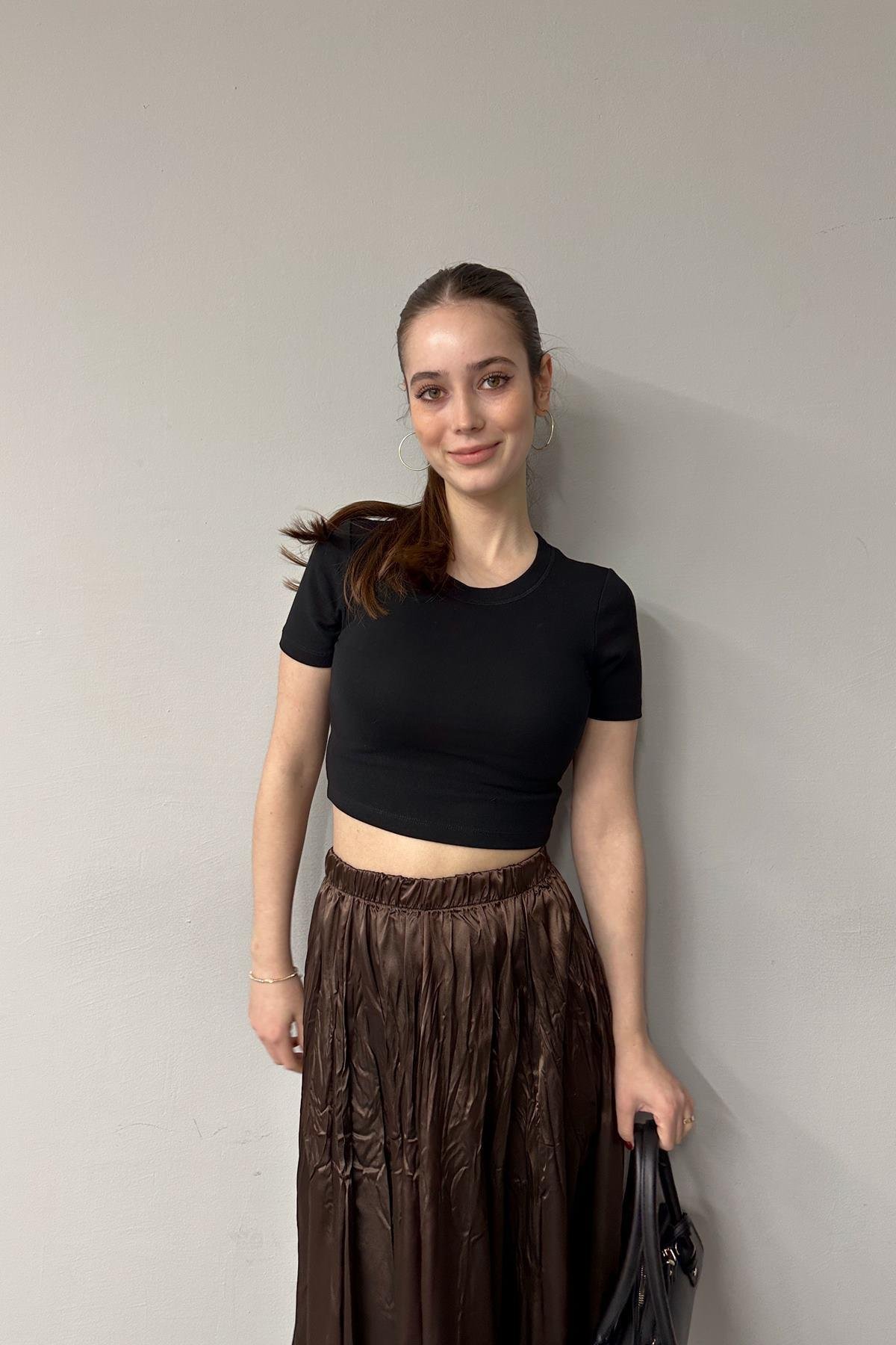 BİSİKLET YAKA KISA KOL CROP BADY
