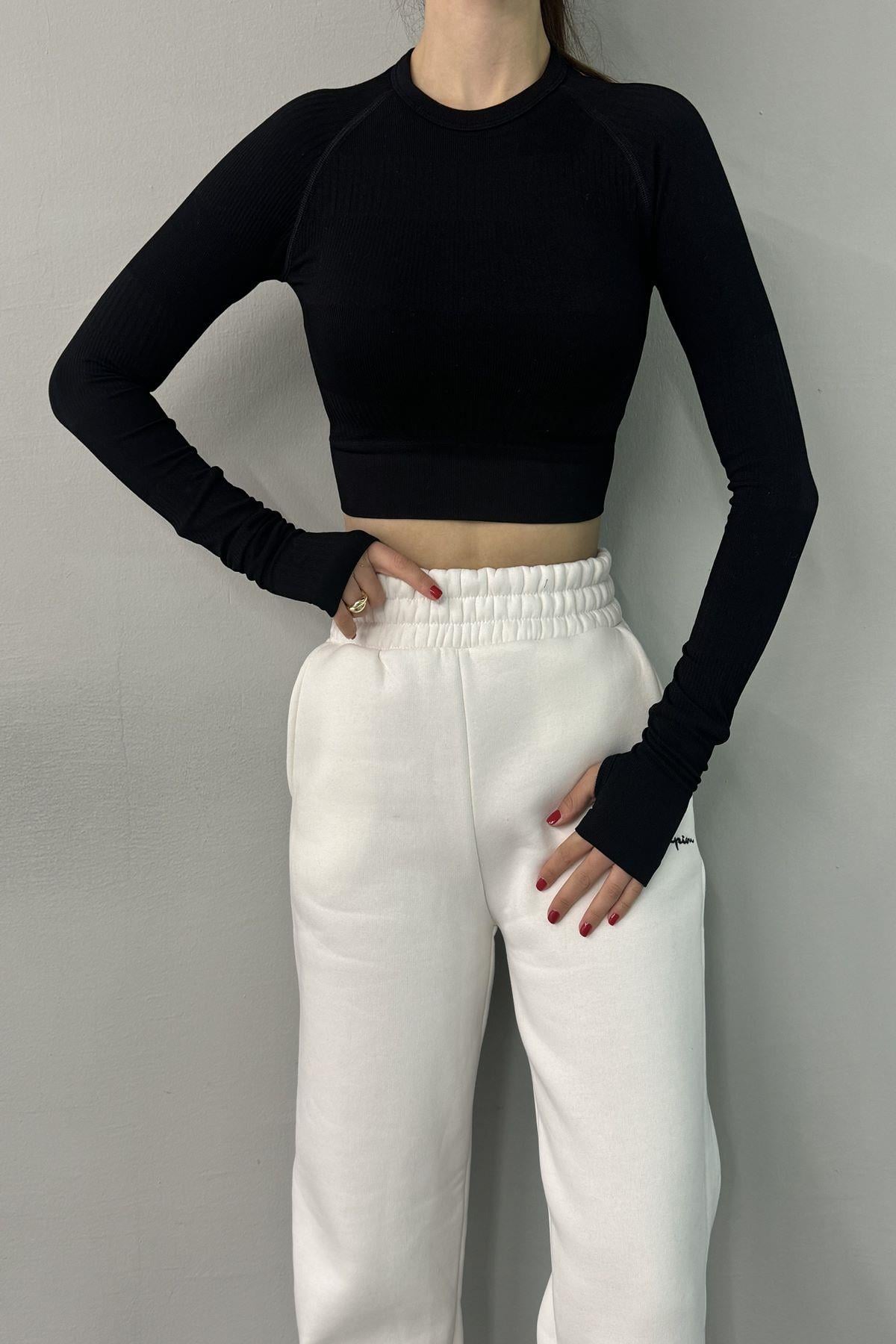 DİKİŞSİZ UZUN KOL CROP BODY