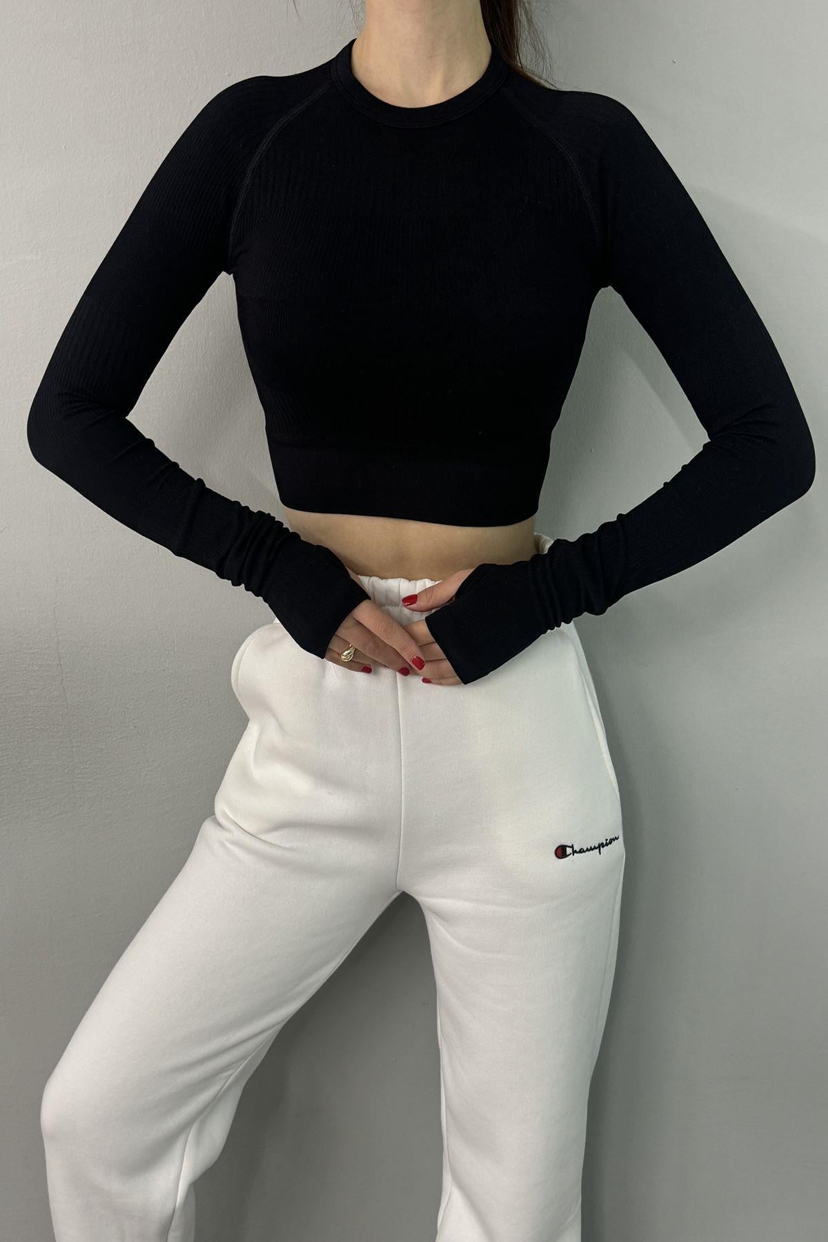 DİKİŞSİZ UZUN KOL CROP BODY