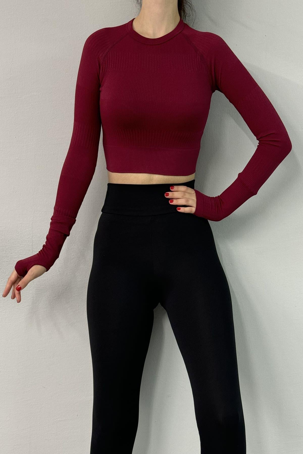 DİKİŞSİZ UZUN KOL CROP BODY
