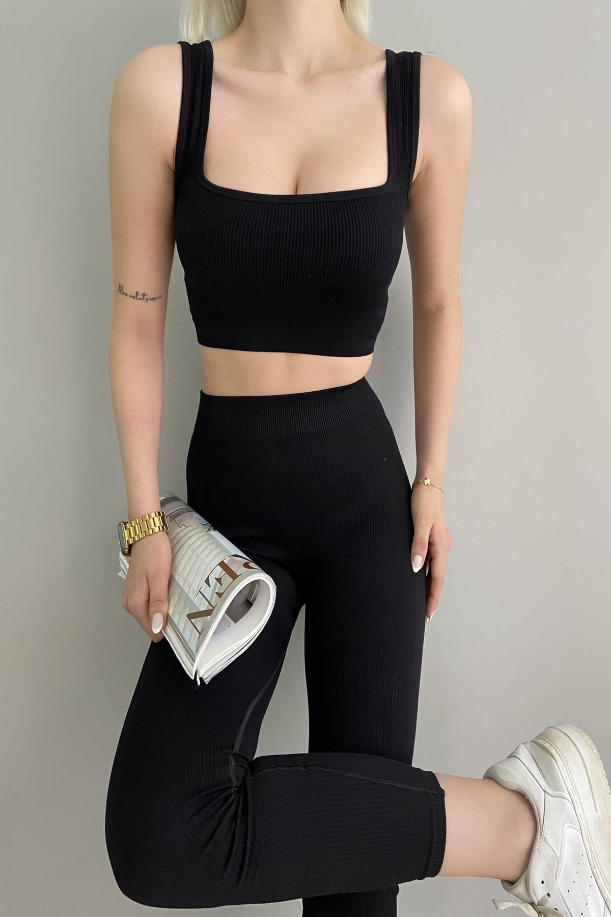 KARE YAKA FİTİLLİ ASKILI CROP