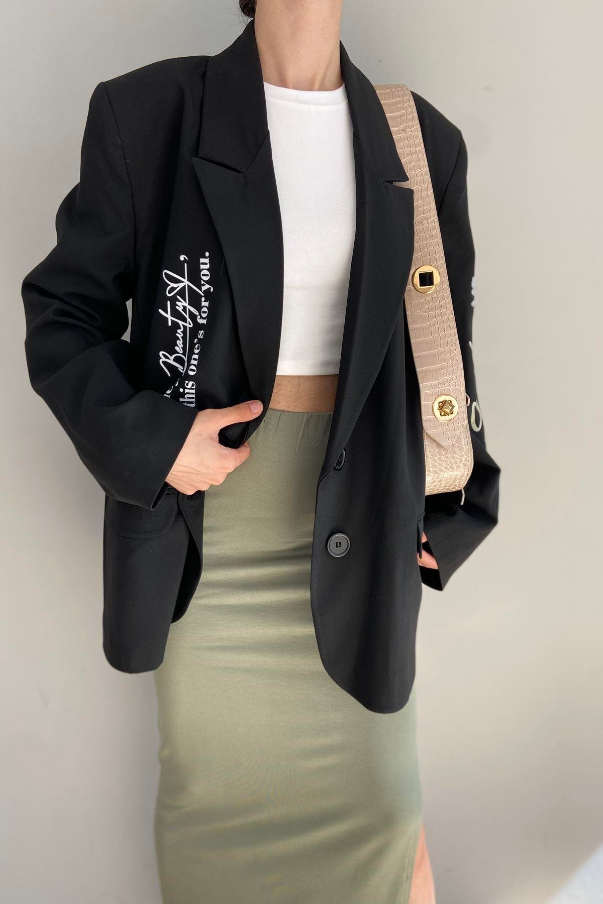 BASKI DETAY BLAZER CEKET