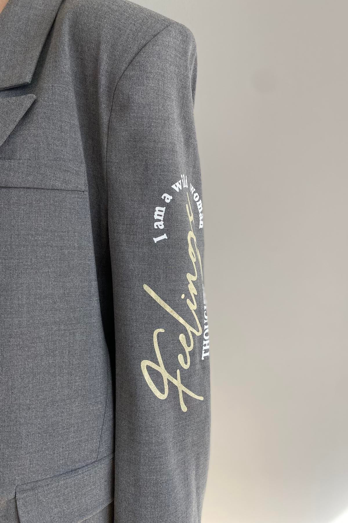 BASKI DETAY BLAZER CEKET