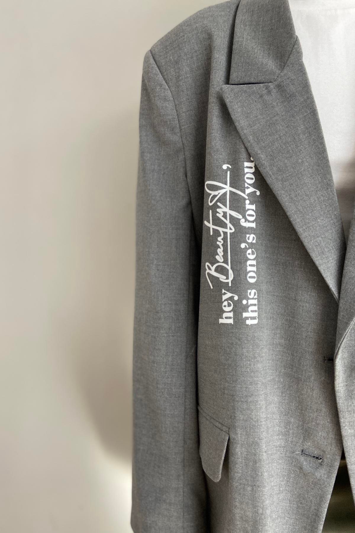 BASKI DETAY BLAZER CEKET