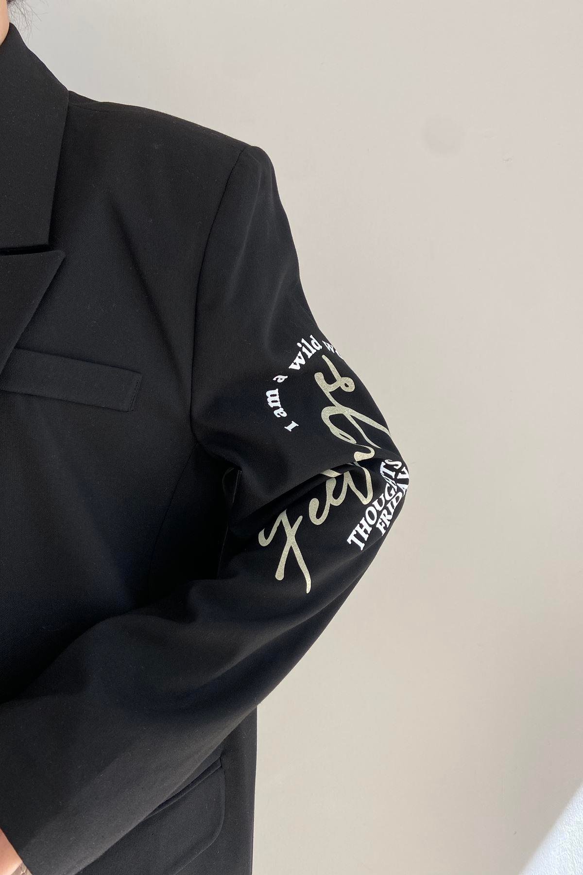 BASKI DETAY BLAZER CEKET