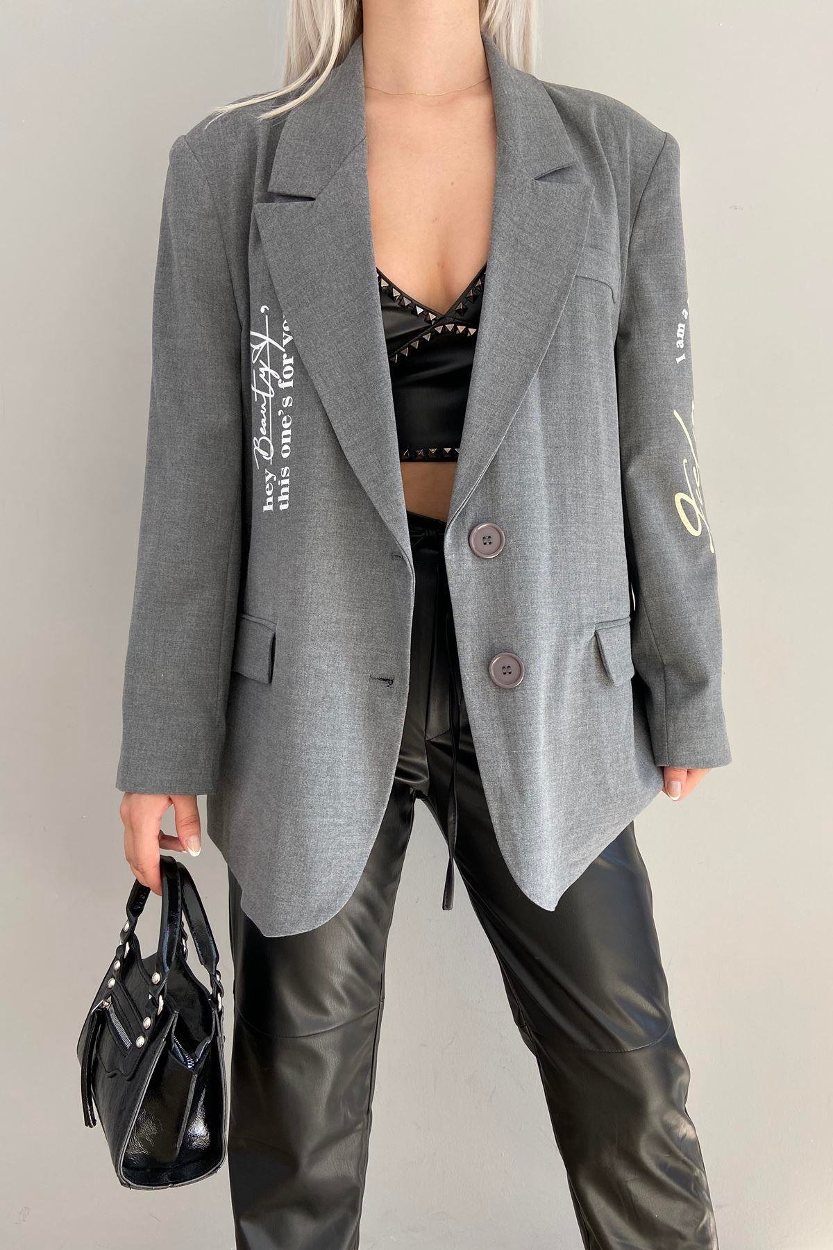 BASKI DETAY BLAZER CEKET