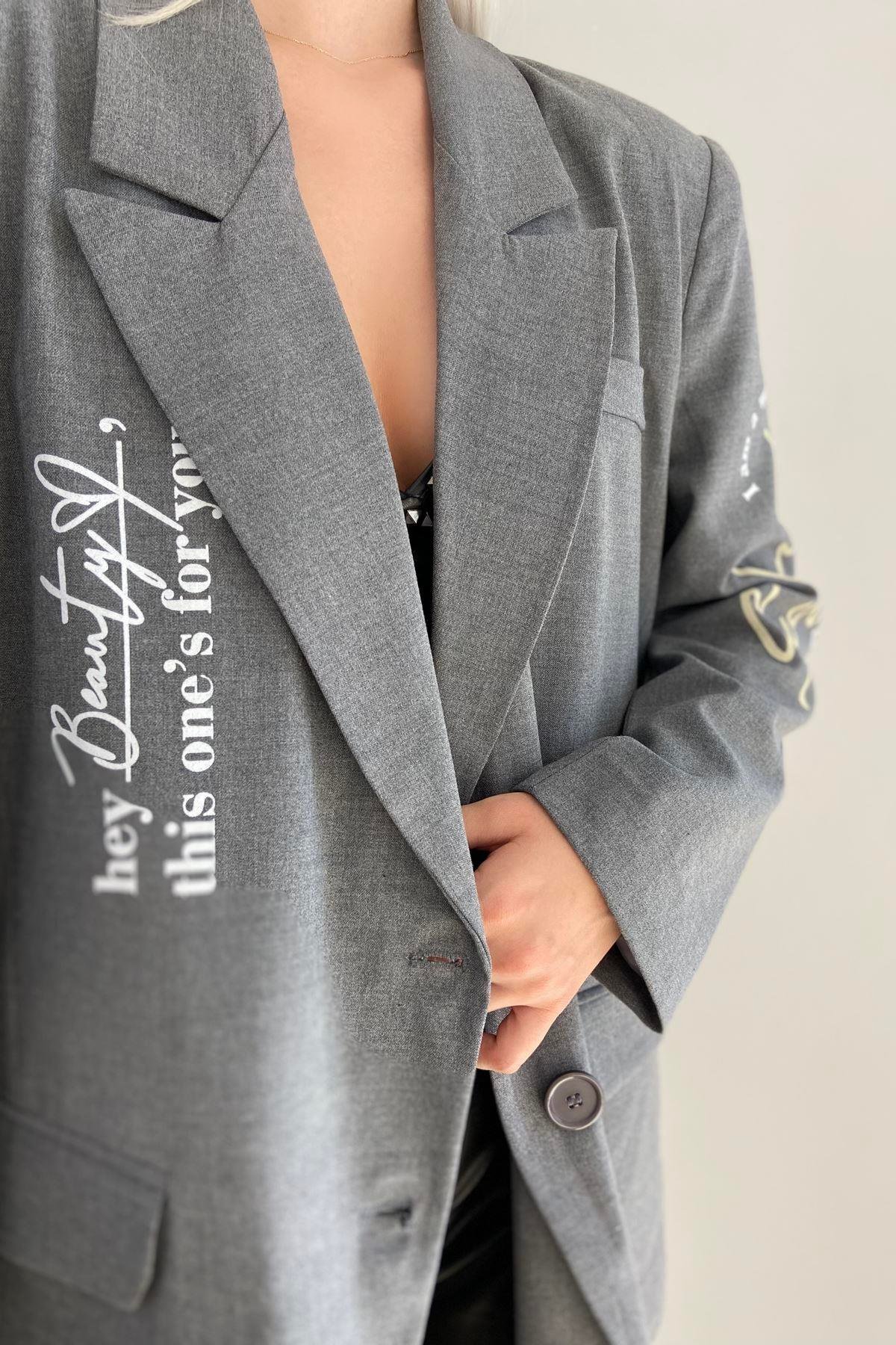 BASKI DETAY BLAZER CEKET