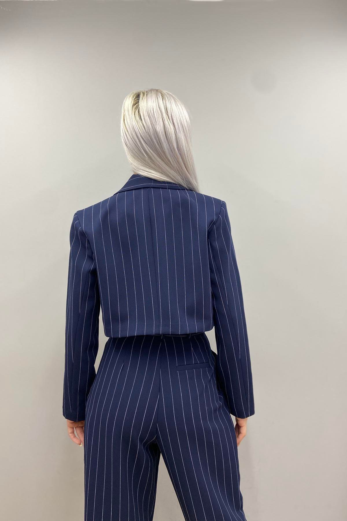 ÇİZGİLİ CROP CEKET