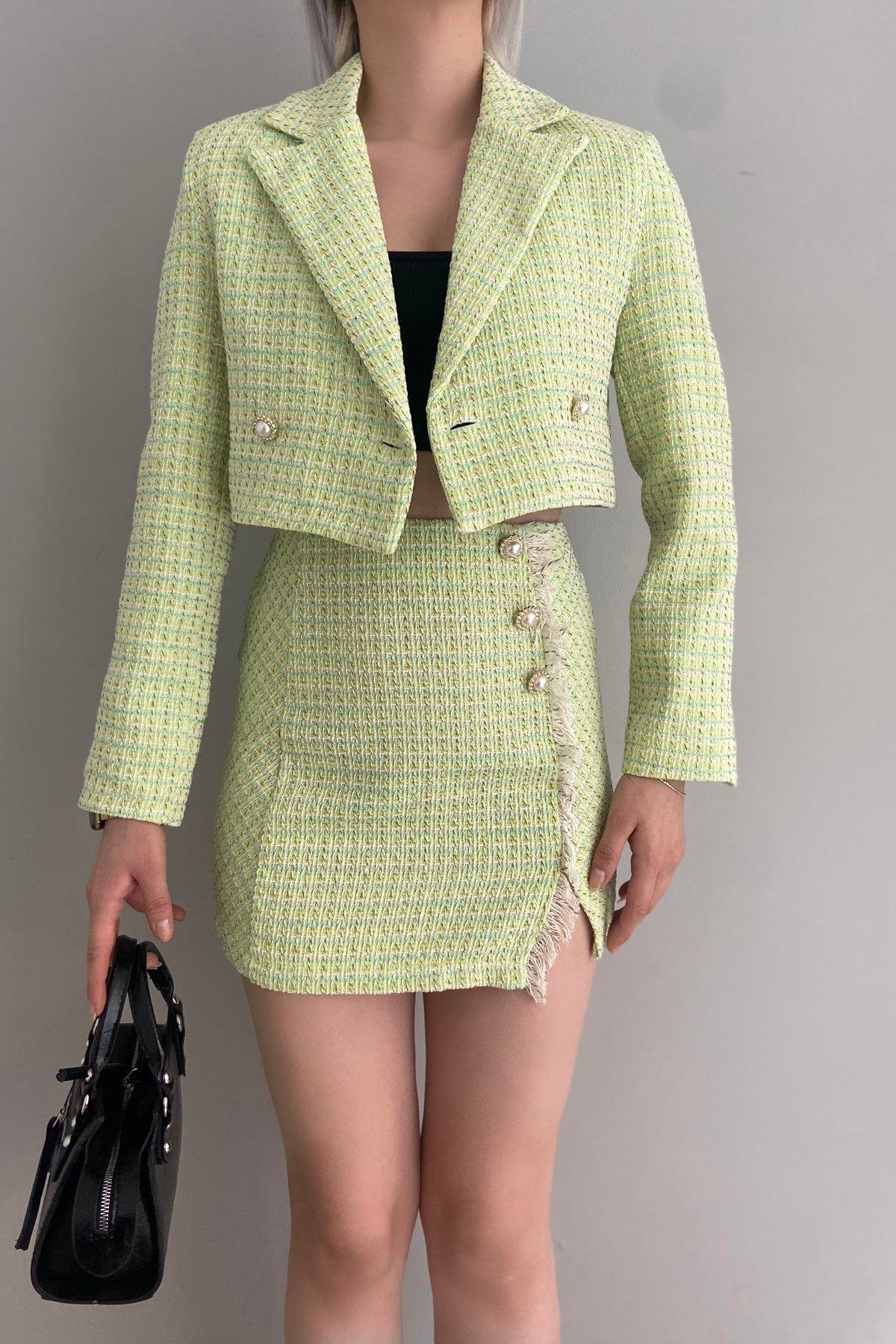 DÜĞMELİ CROP CEKET