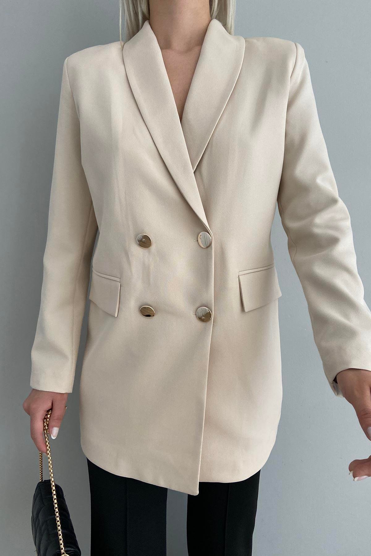 GOLD DÜĞME DETAY  BLAZER CEKET