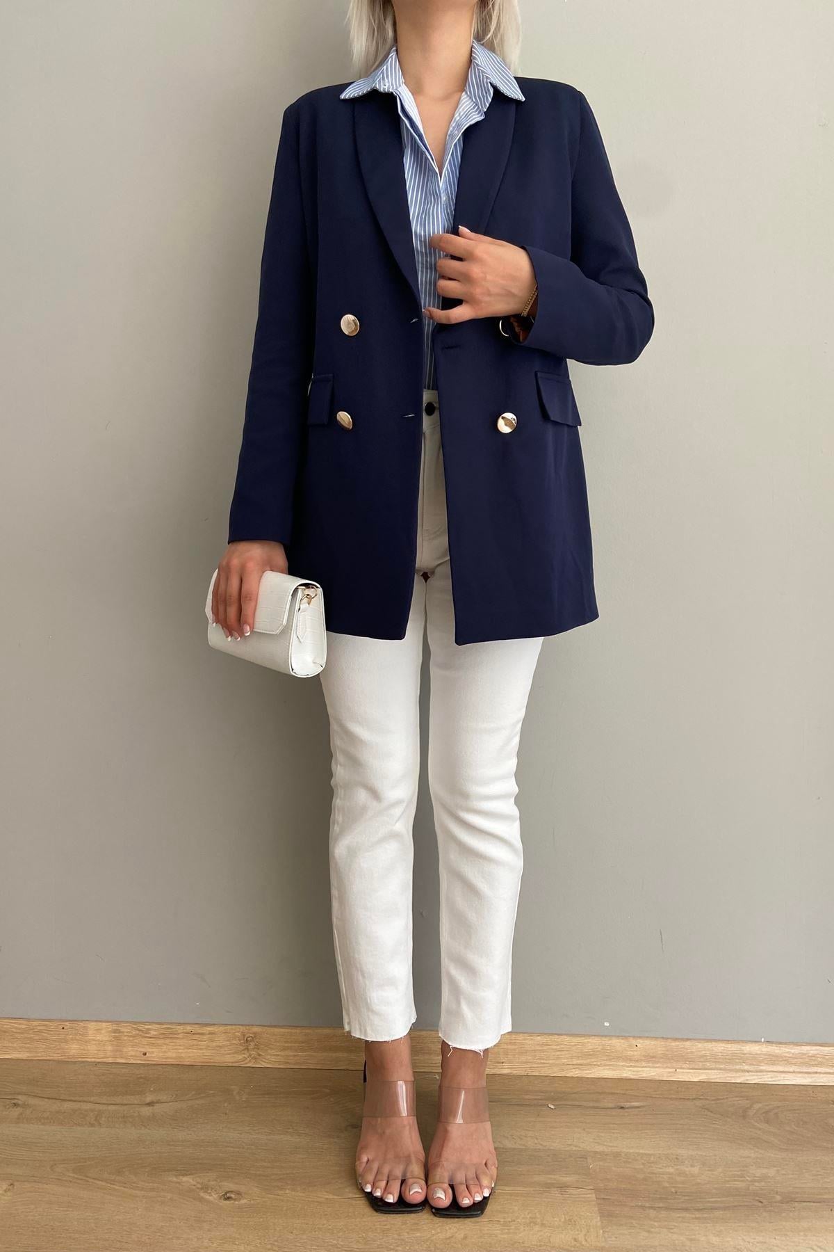 GOLD DÜĞME DETAY  BLAZER CEKET