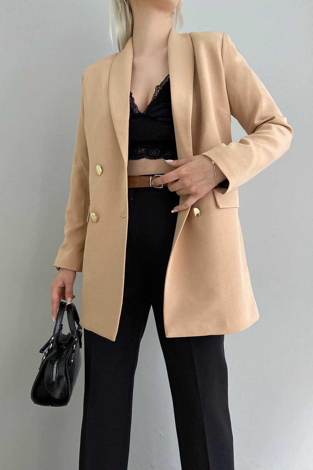 GOLD DÜĞME DETAY  BLAZER CEKET