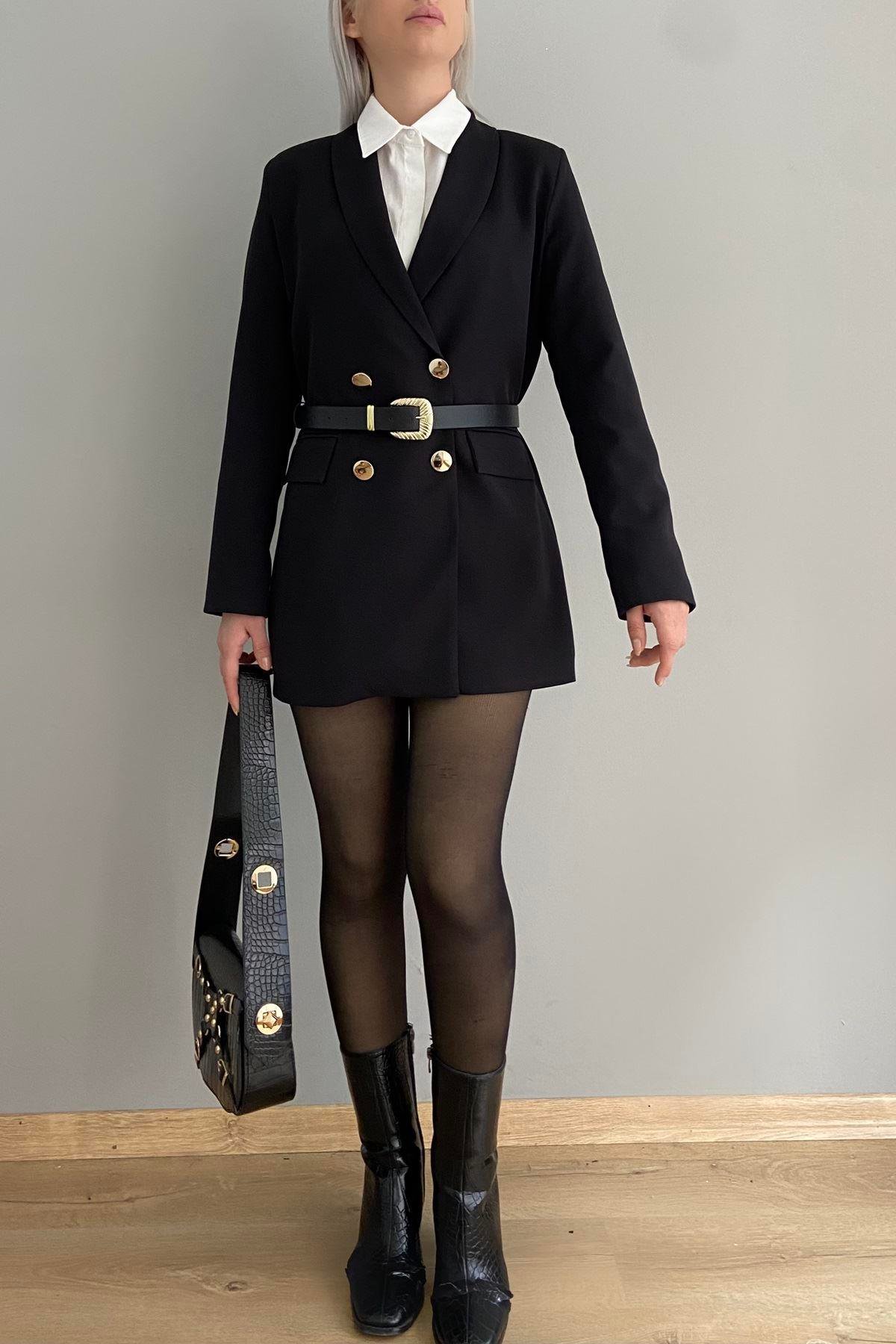 GOLD DÜĞME DETAY  BLAZER CEKET