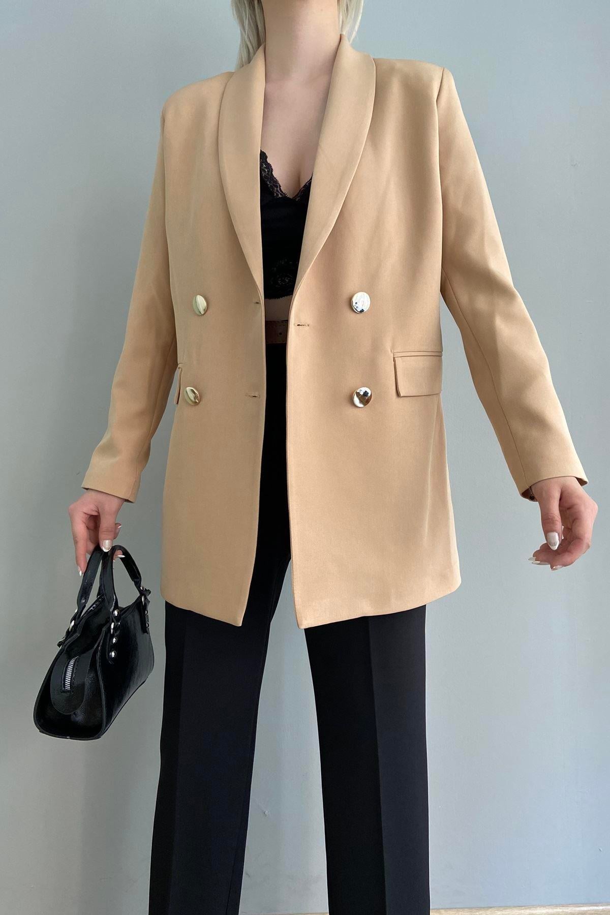 GOLD DÜĞME DETAY  BLAZER CEKET