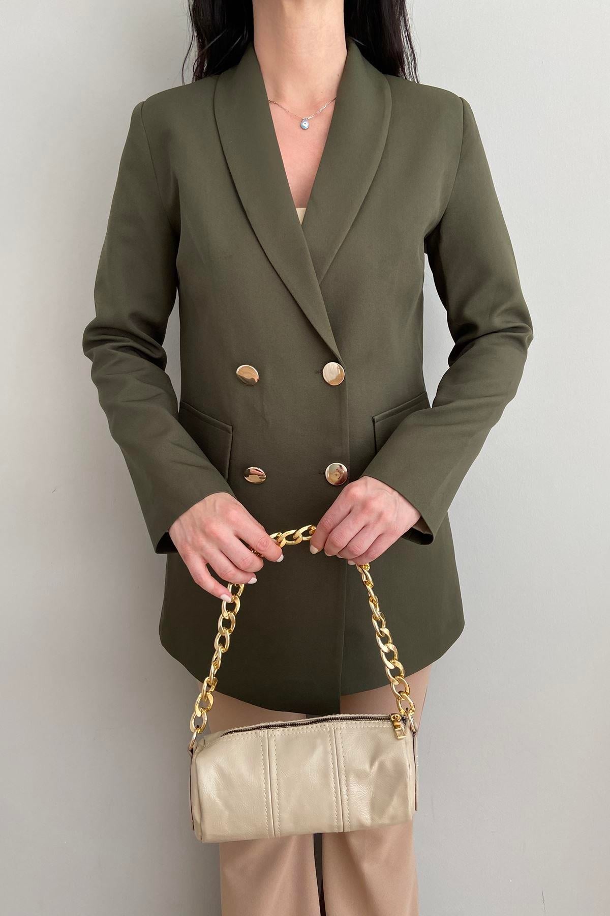 GOLD DÜĞME DETAY  BLAZER CEKET