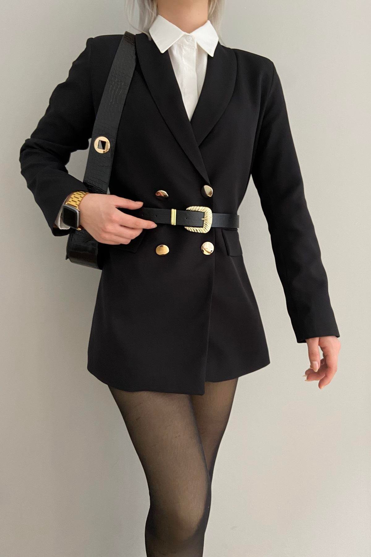 GOLD DÜĞME DETAY  BLAZER CEKET