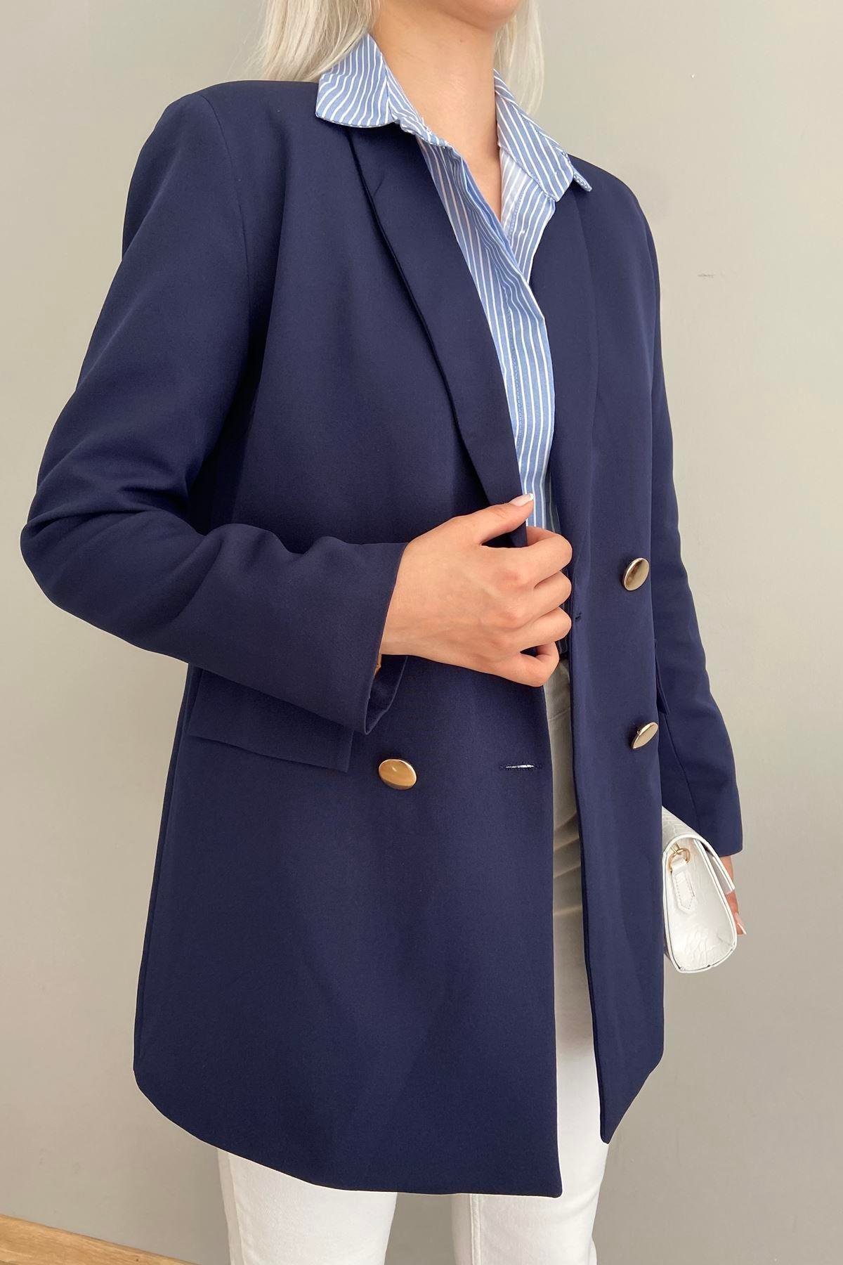 GOLD DÜĞME DETAY  BLAZER CEKET