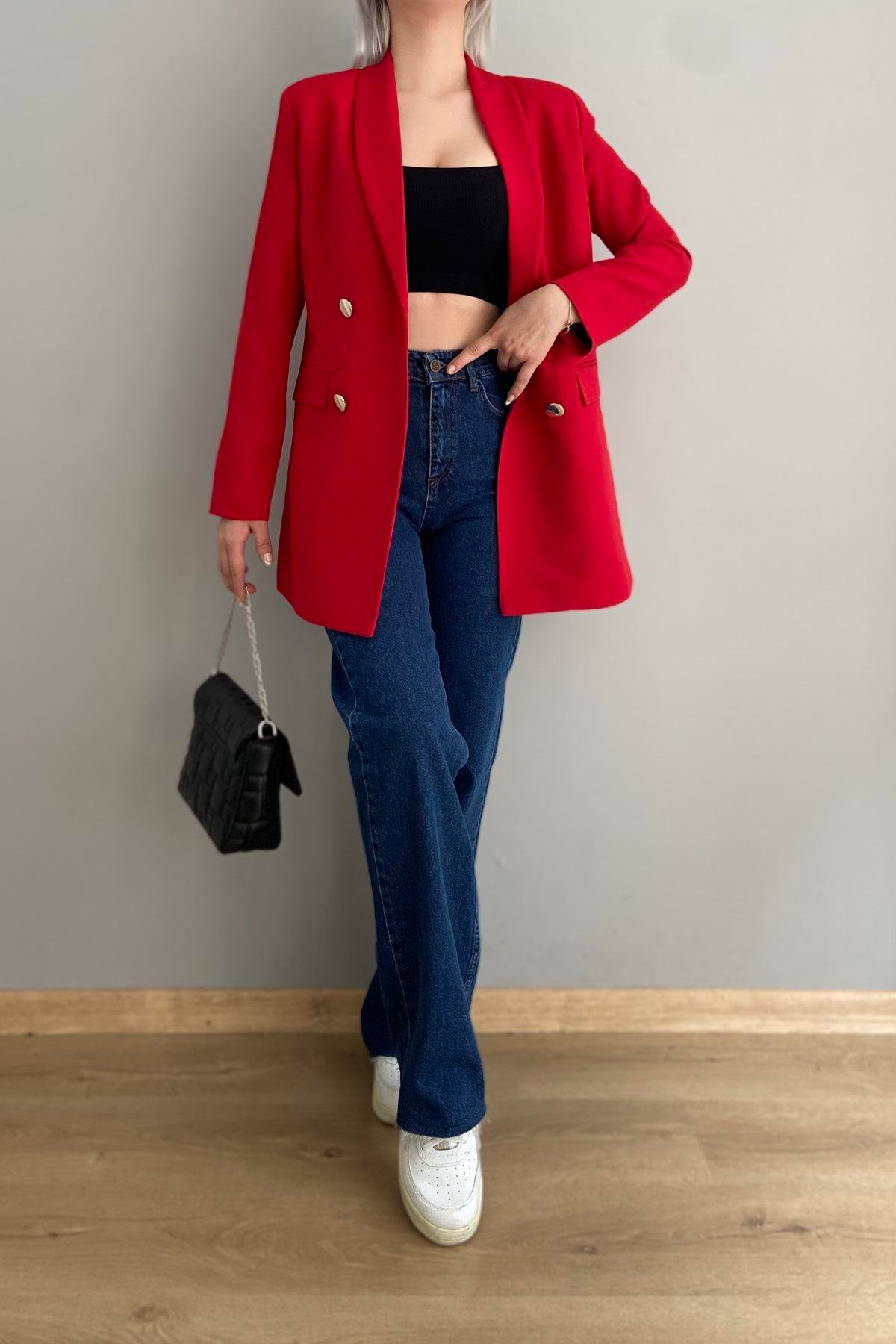 GOLD DÜĞME DETAY  BLAZER CEKET