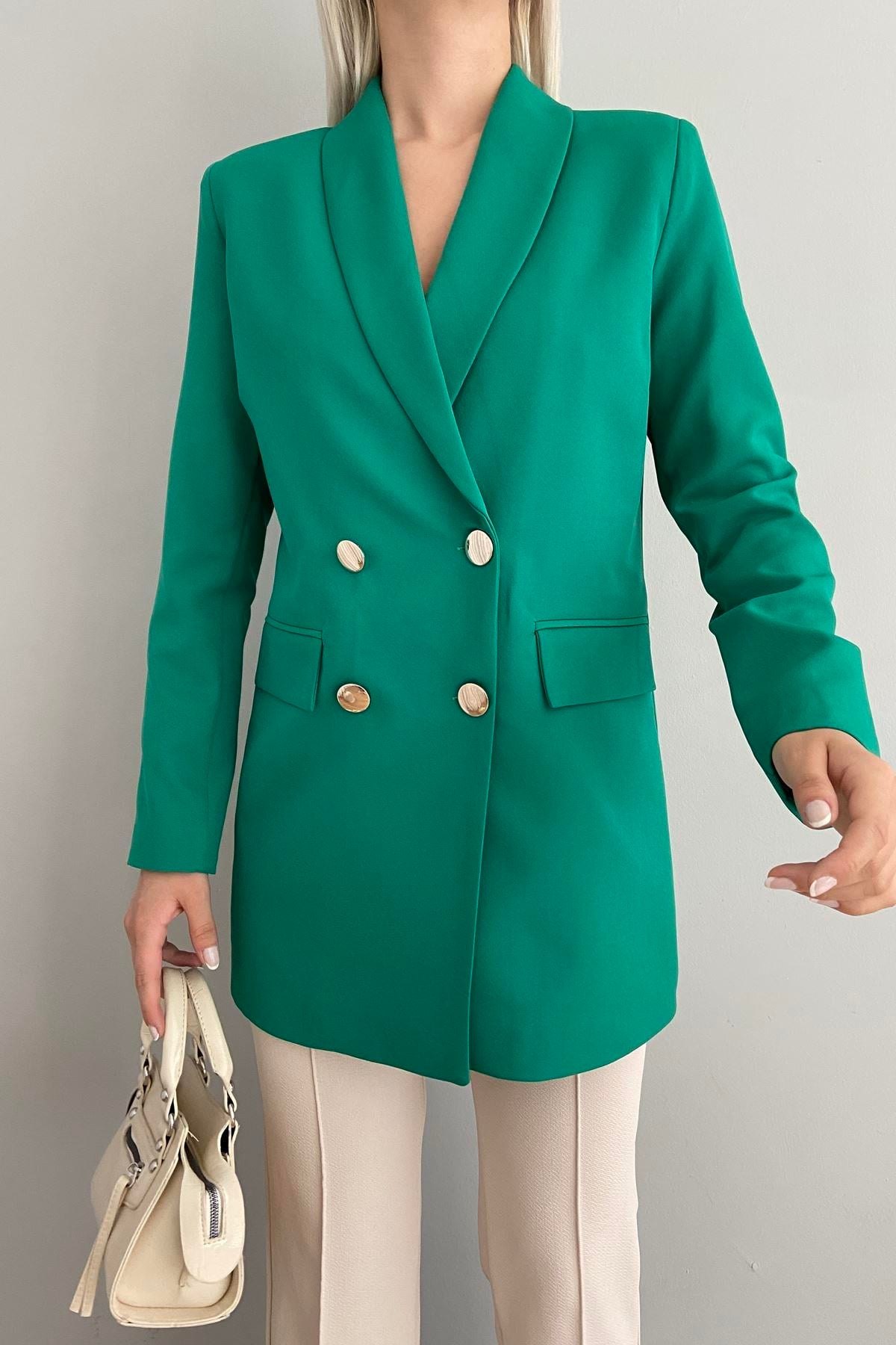 GOLD DÜĞME DETAY  BLAZER CEKET