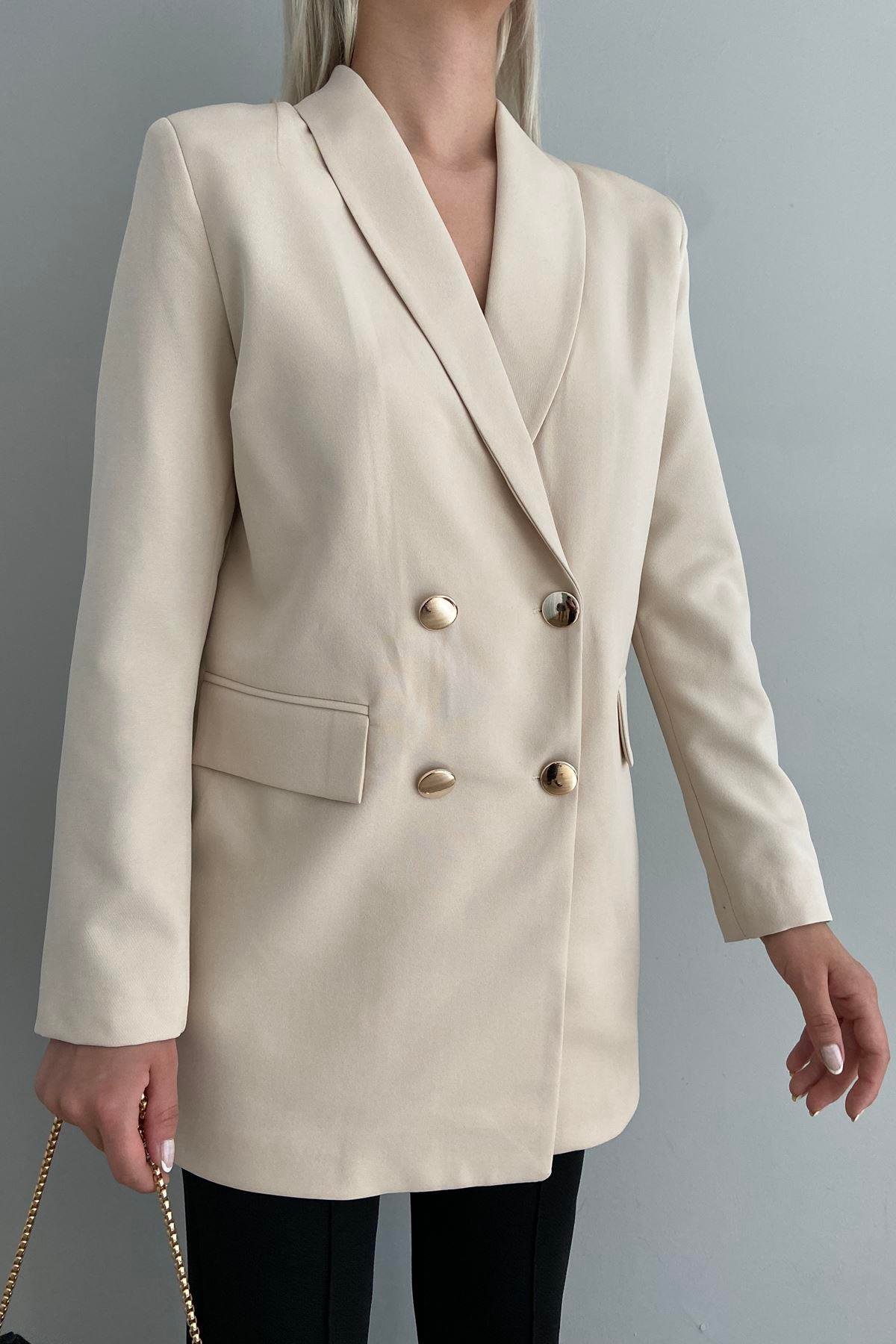 GOLD DÜĞME DETAY  BLAZER CEKET