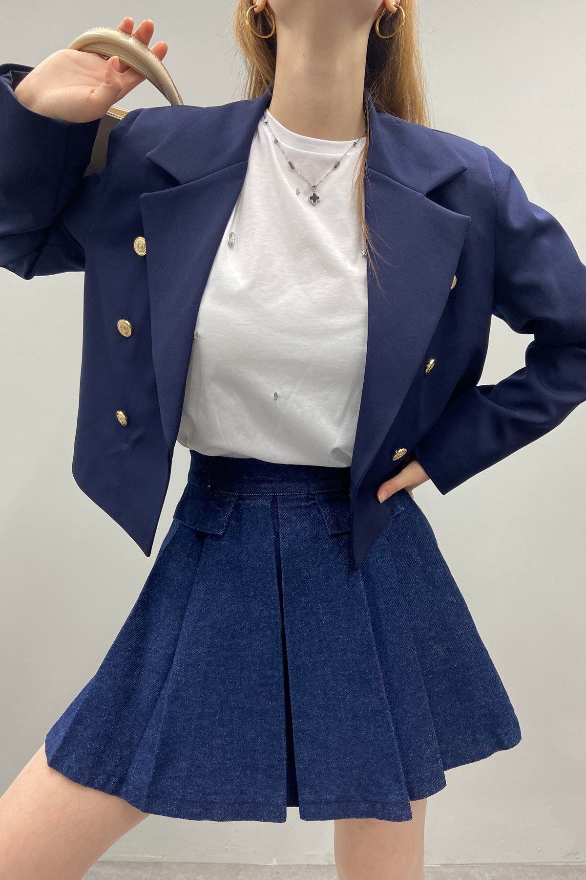 KRUVAZE YAKA CROP CEKET