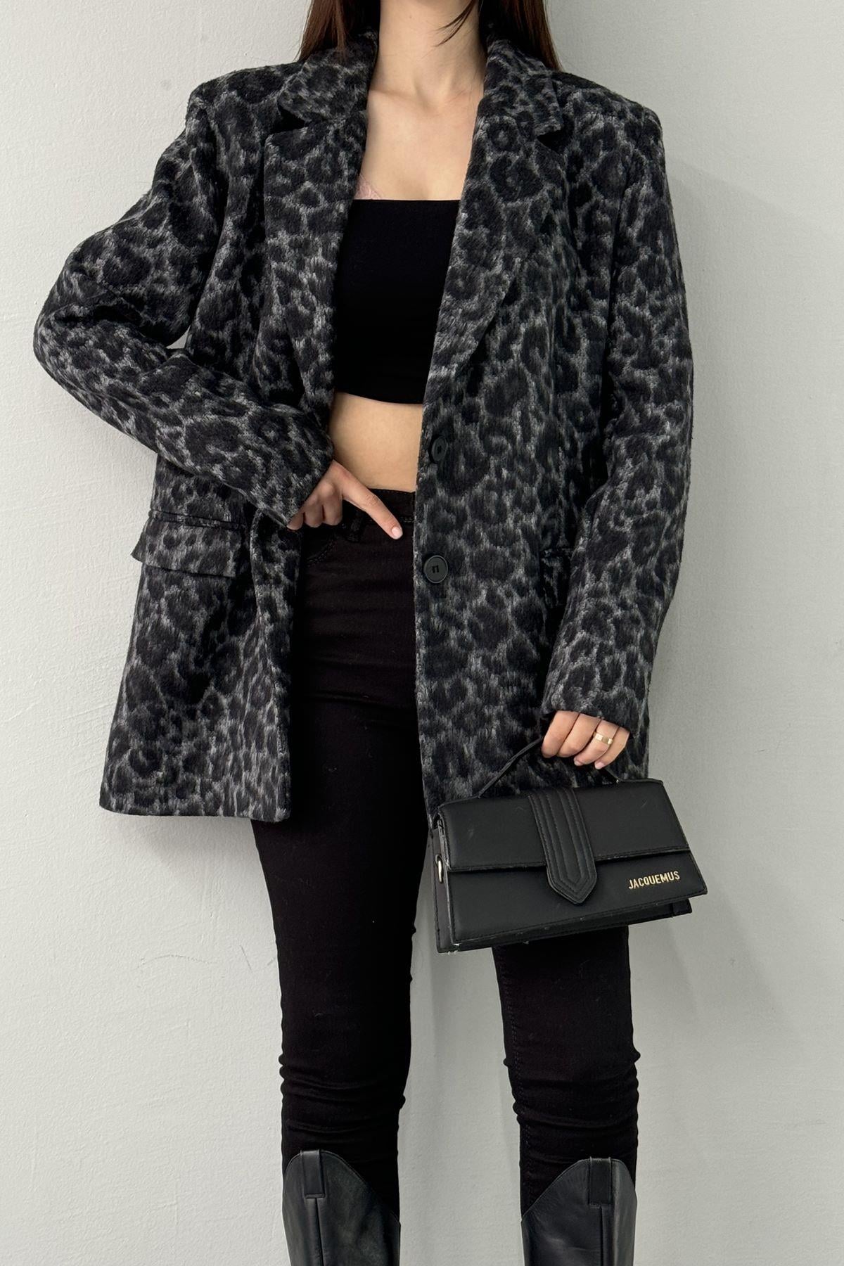 LEOPAR DESEN KAŞE CEKET