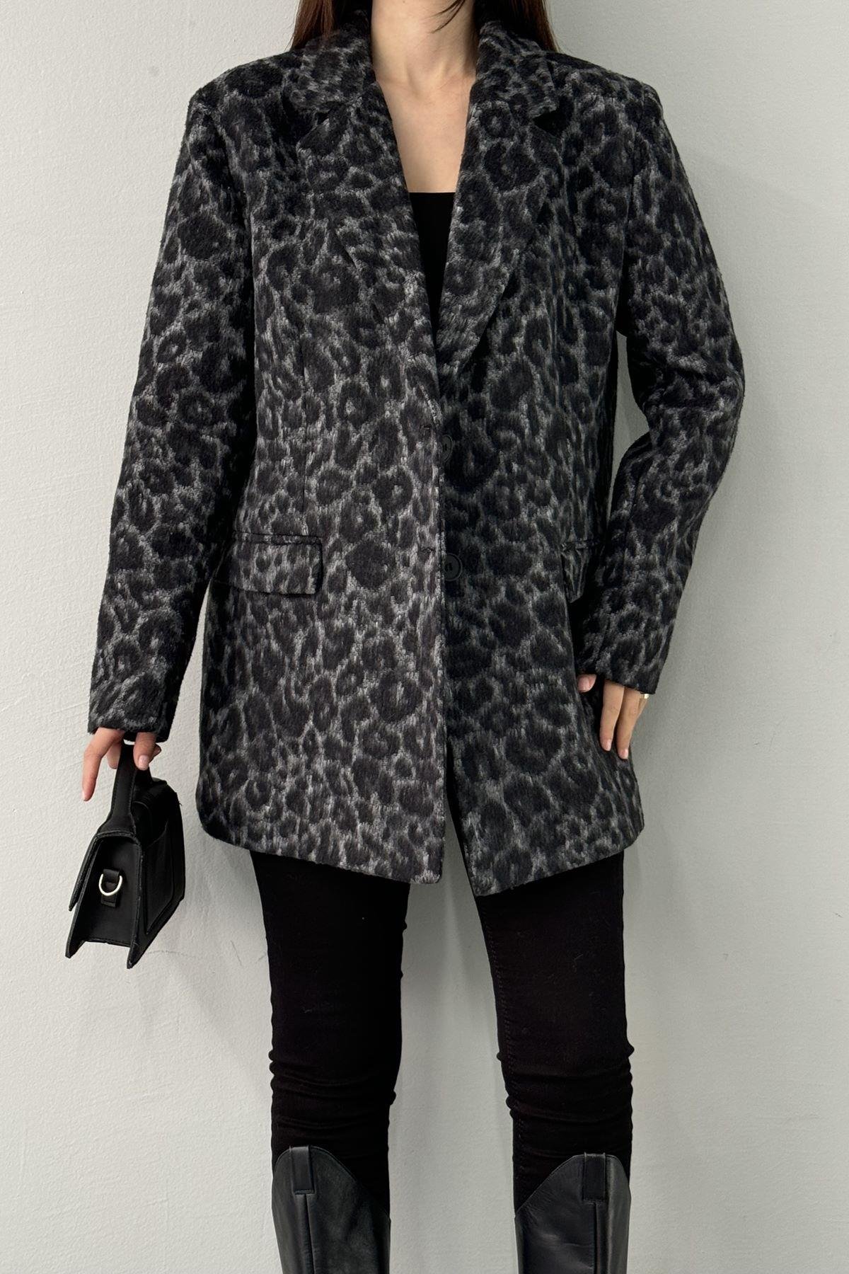 LEOPAR DESEN KAŞE CEKET