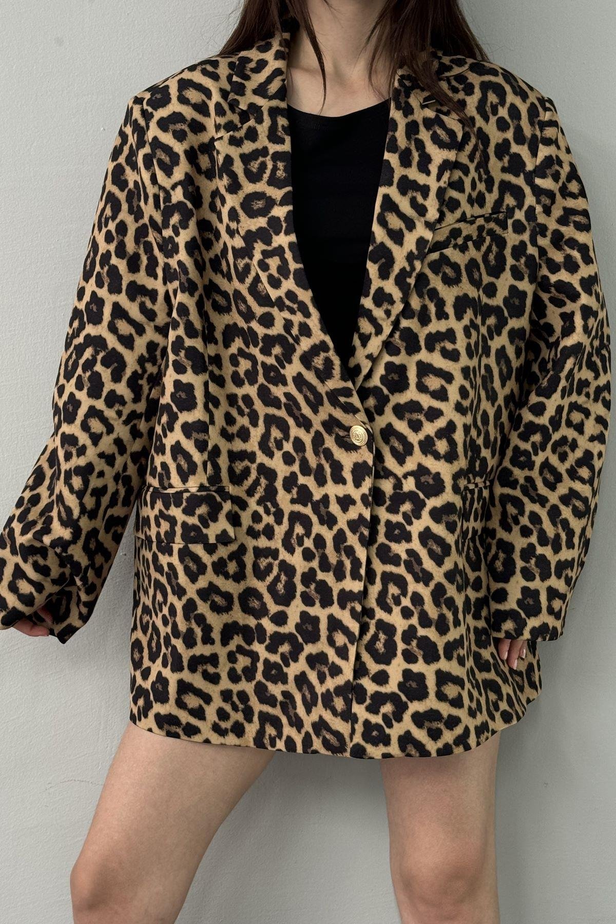 LEOPAR DESEN OVERSİZE CEKET