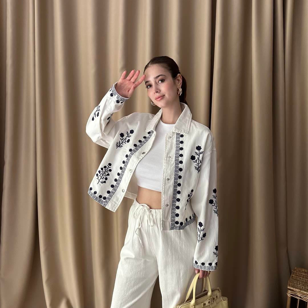 NAKIŞ DETAYLI GABARDİN CEKET
