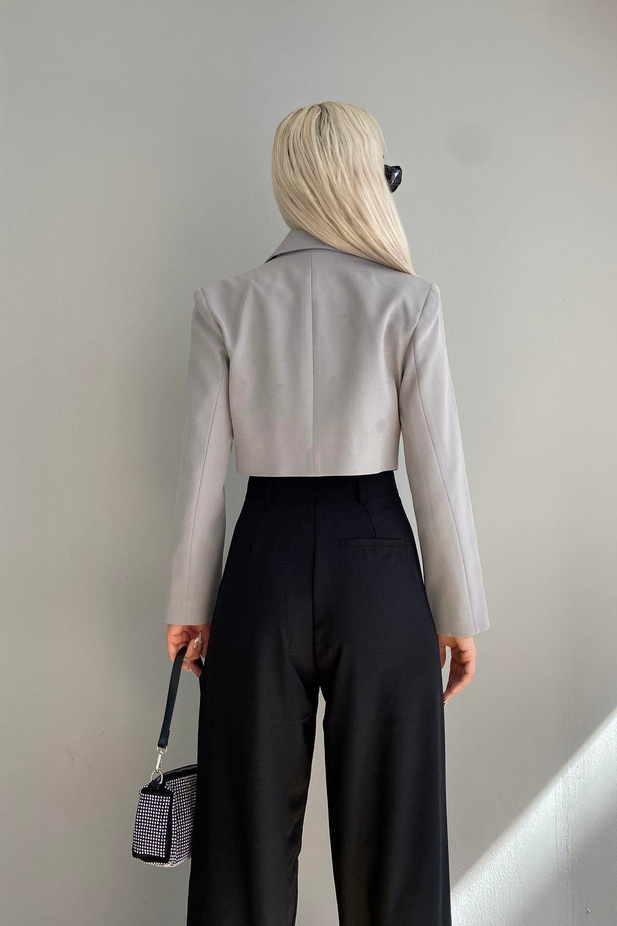 TEK DÜĞME CROP CEKET