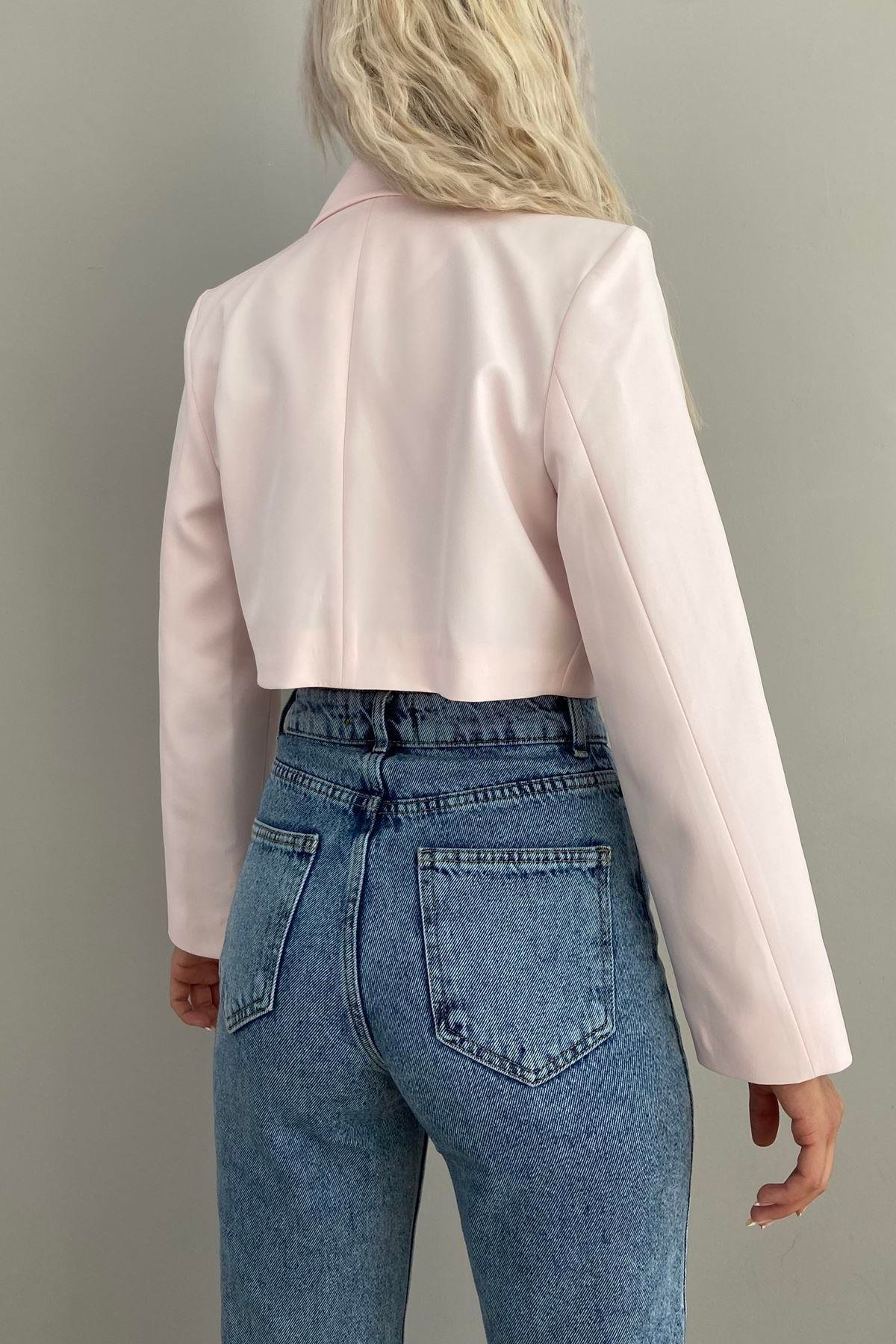 TEK DÜĞME CROP CEKET