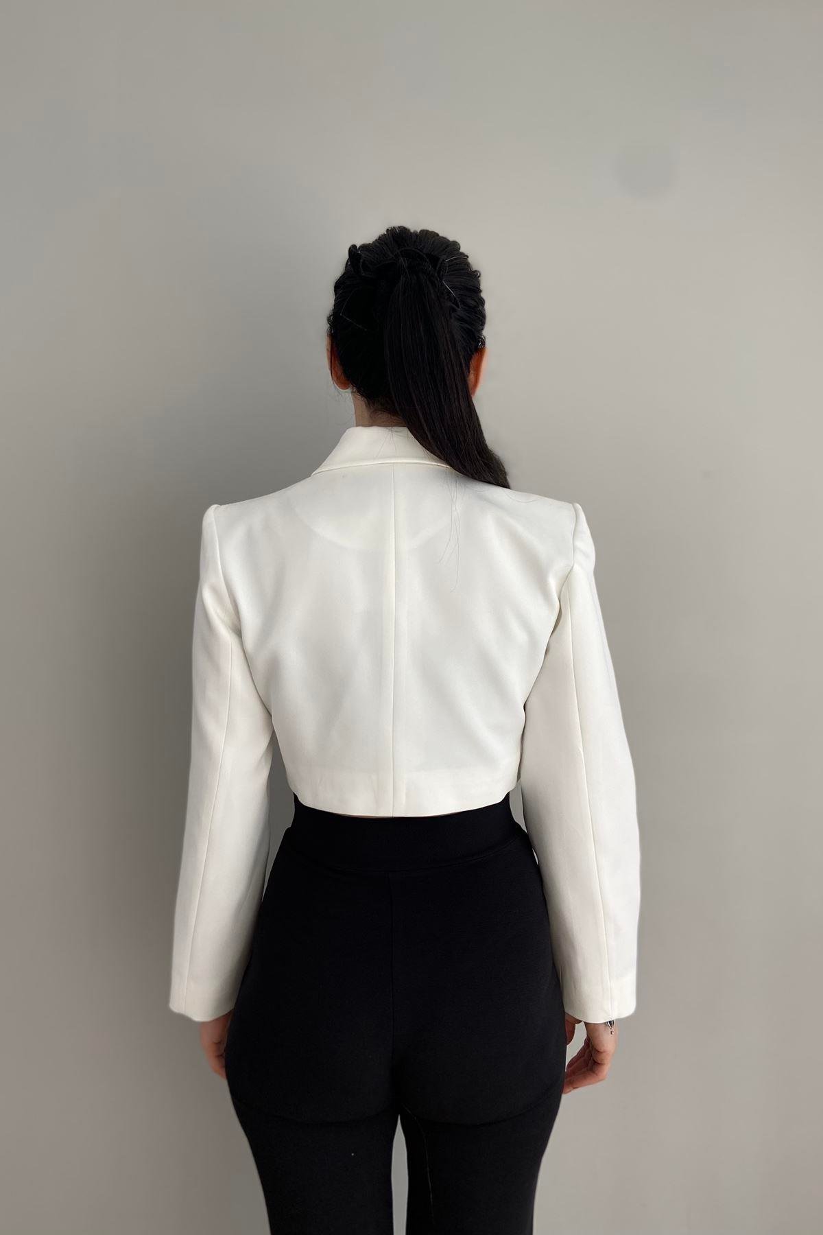 TEK DÜĞME CROP CEKET