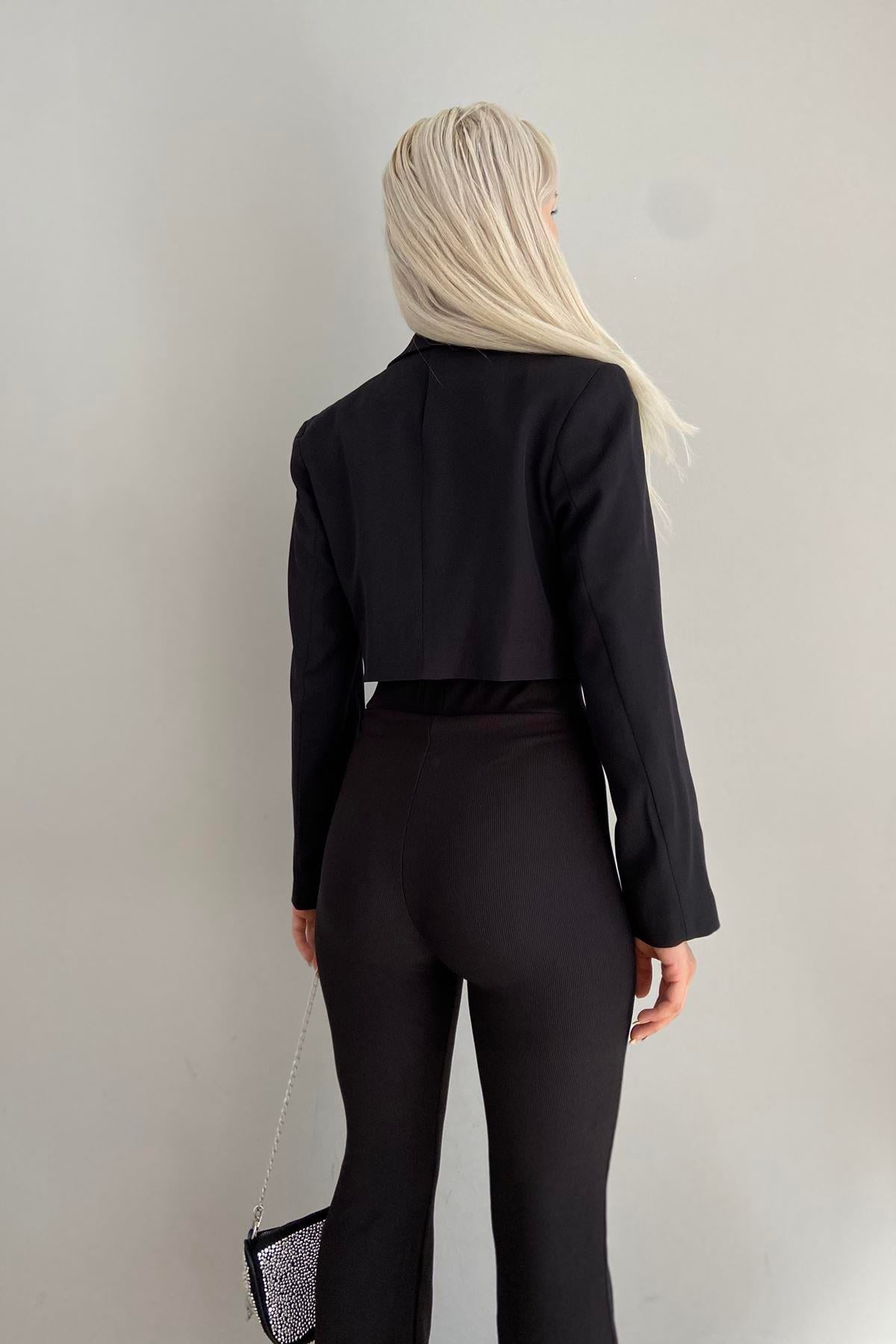 TEK DÜĞME CROP CEKET