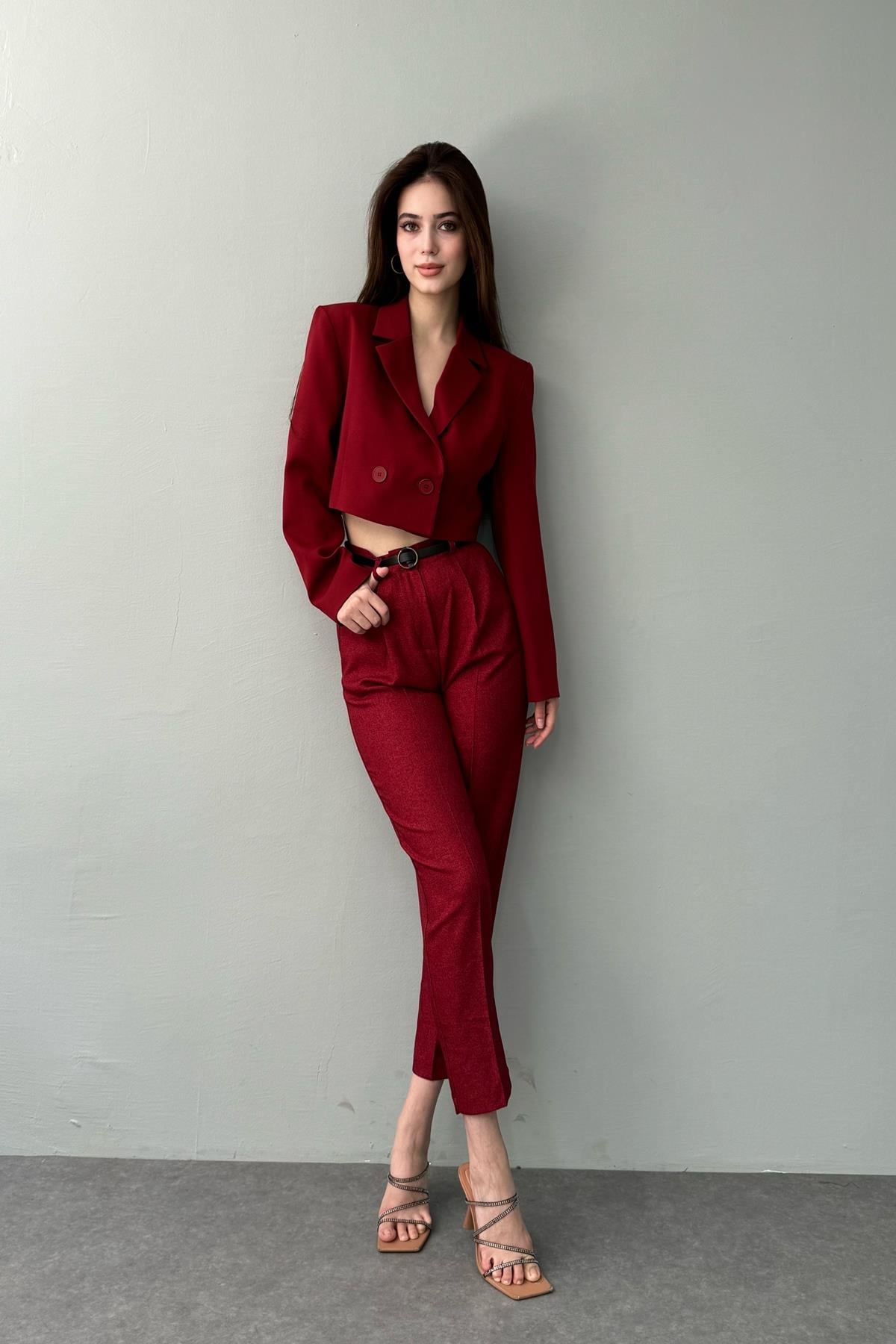TEK DÜĞME CROP CEKET
