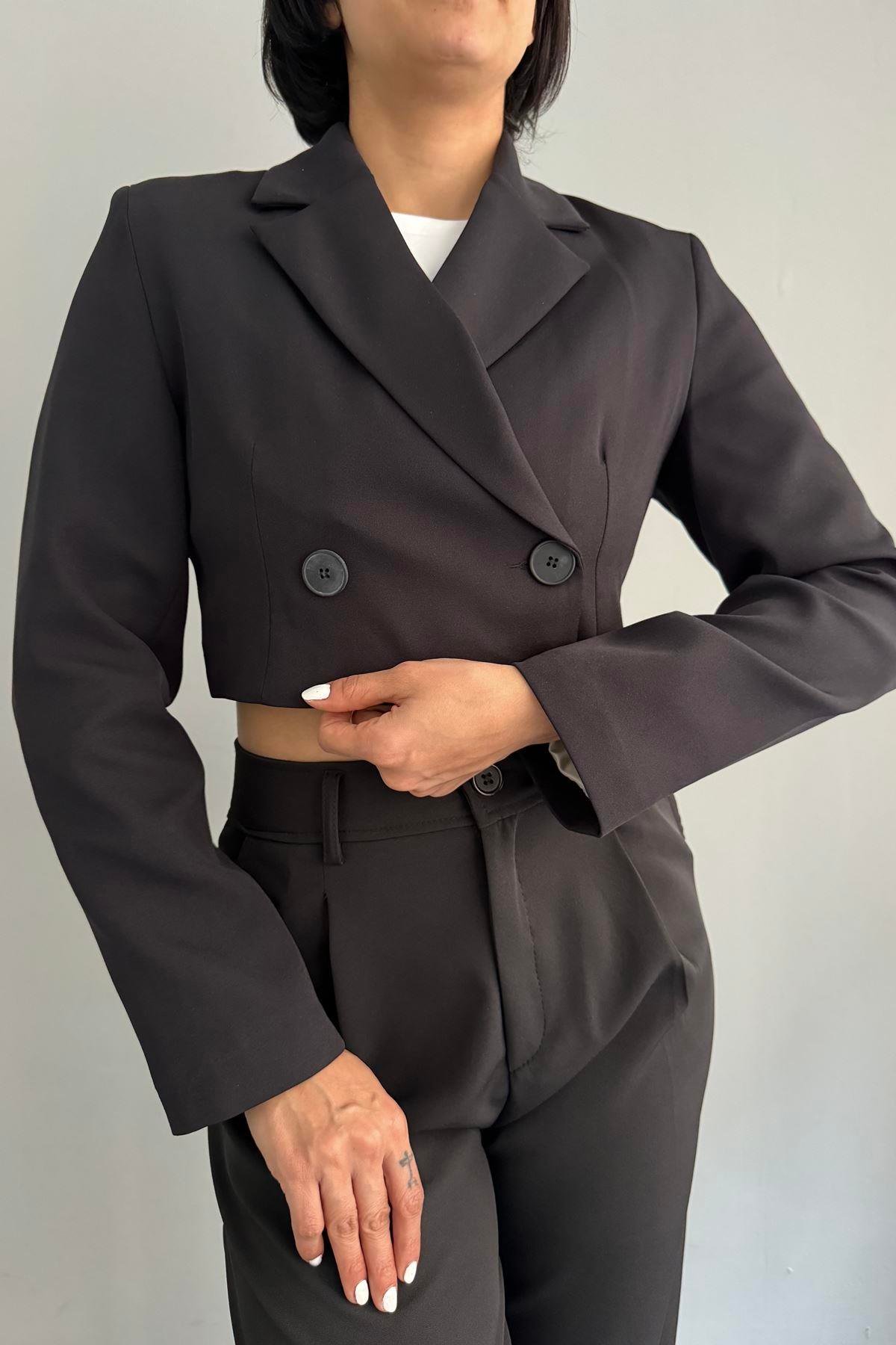 TEK DÜĞME CROP CEKET